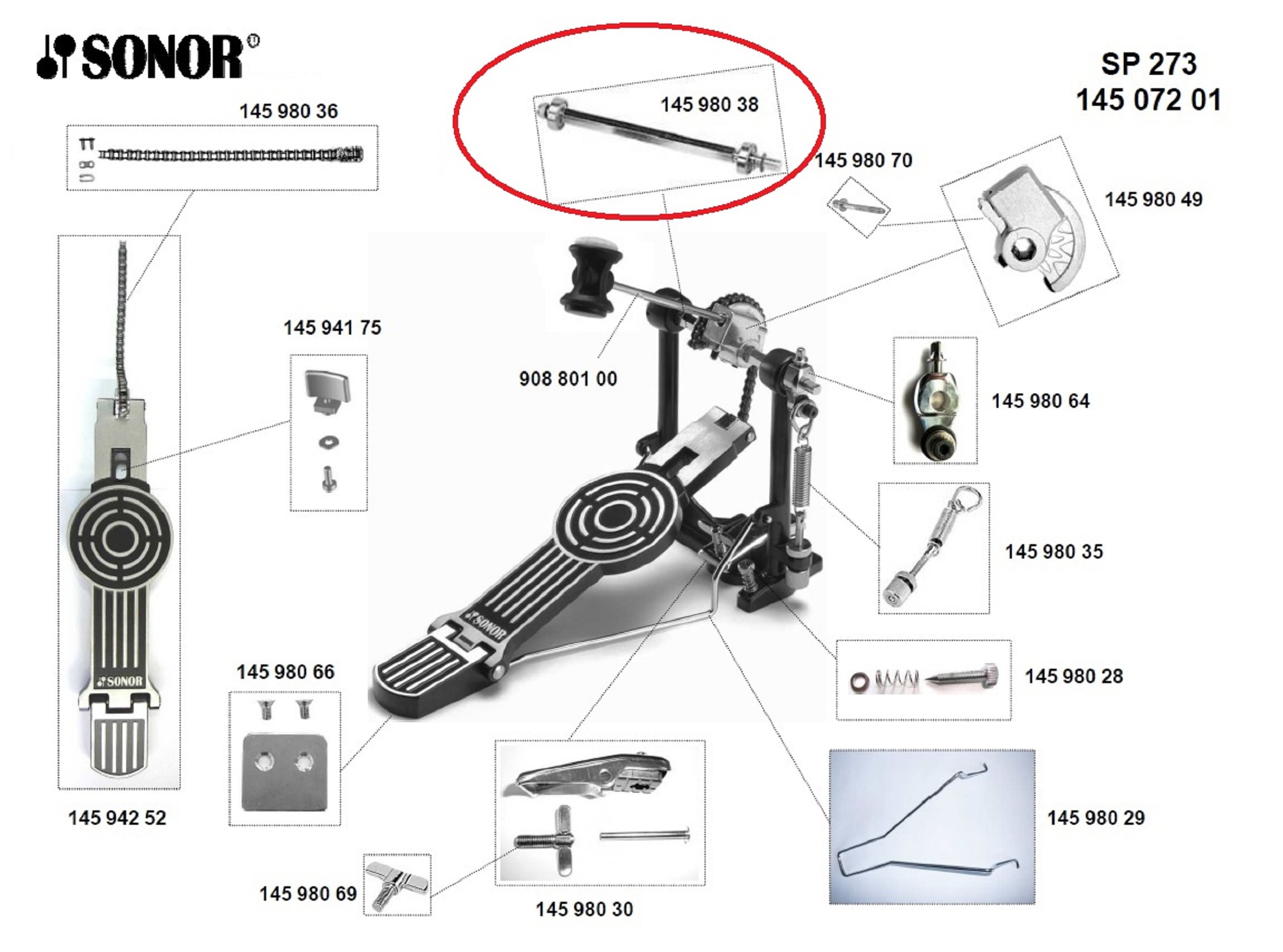 Sonor Parts Achse für Pedal (HW200/400)