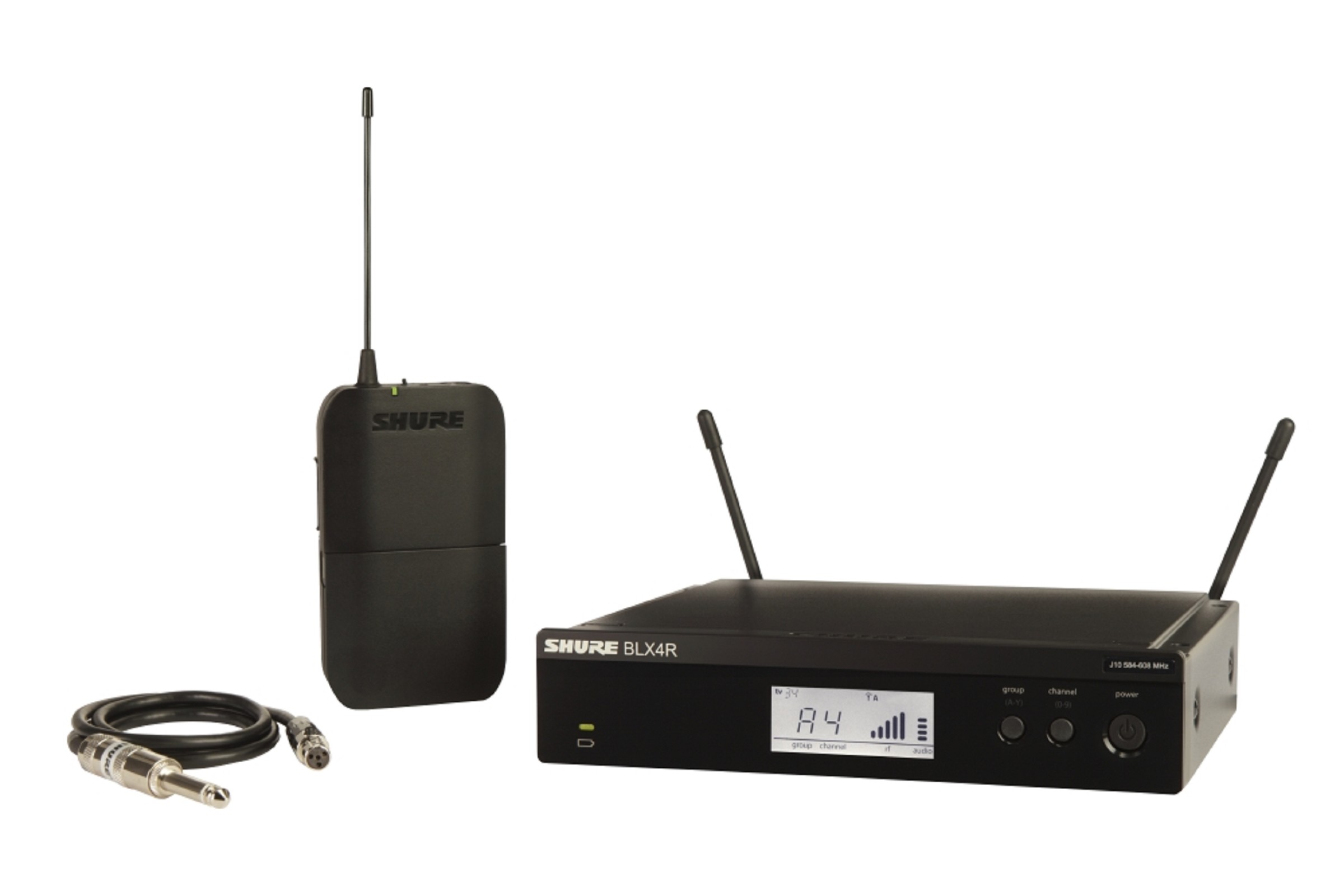 Shure BLX14RE-S8 Gitarren-Funksystem mit WA302 Kabel und Rackempfänger