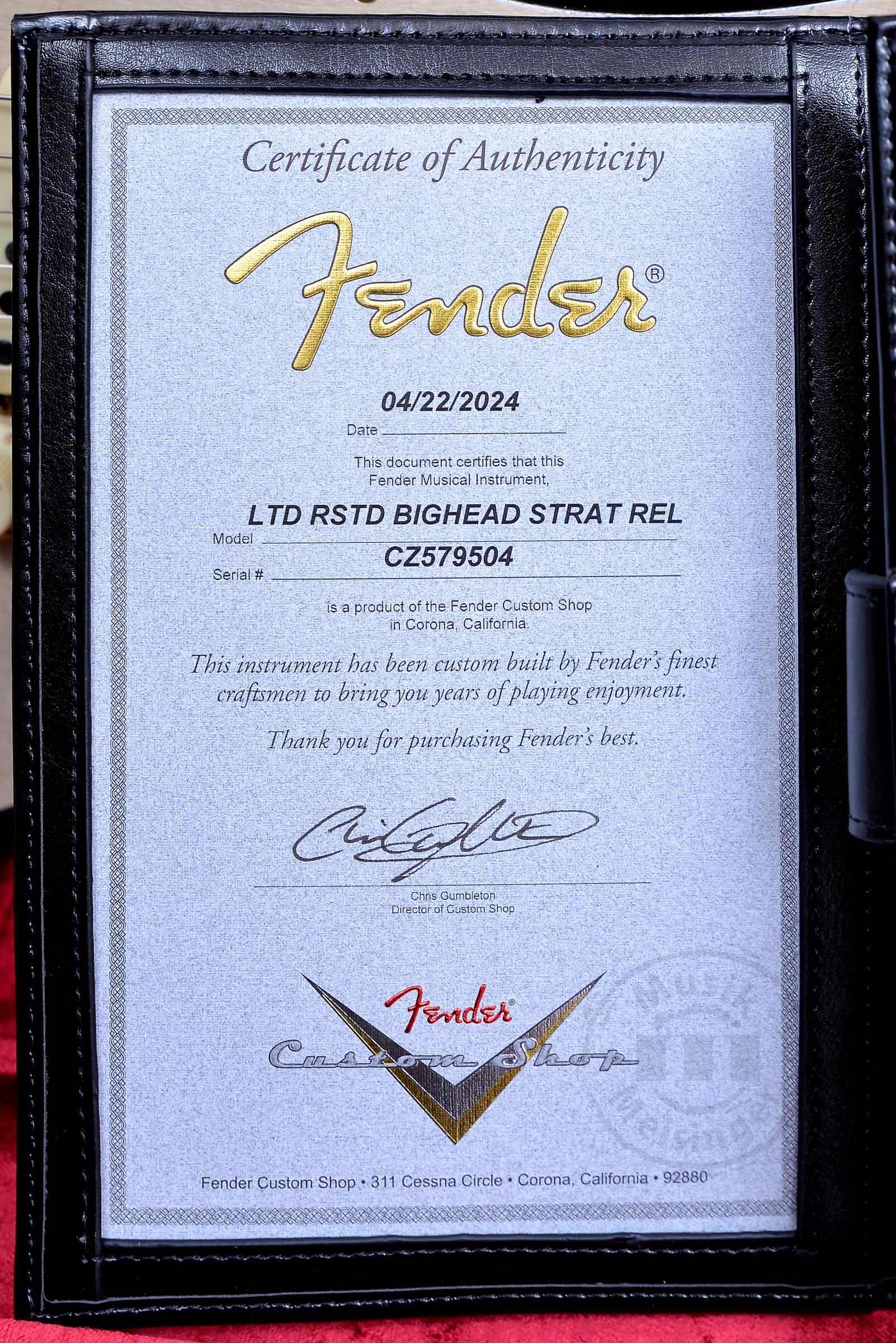 FENDER B3 LTD RSTD BIGHEAD STRAT REL - ABLK