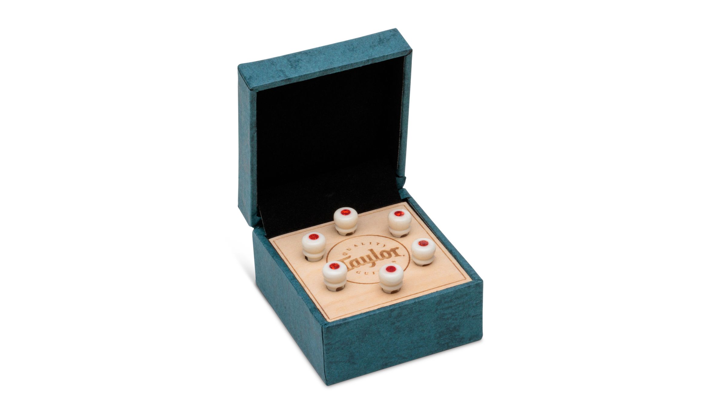TAYLOR Bridge Pin Set,5"Taper,Bone,White w/Red Opal