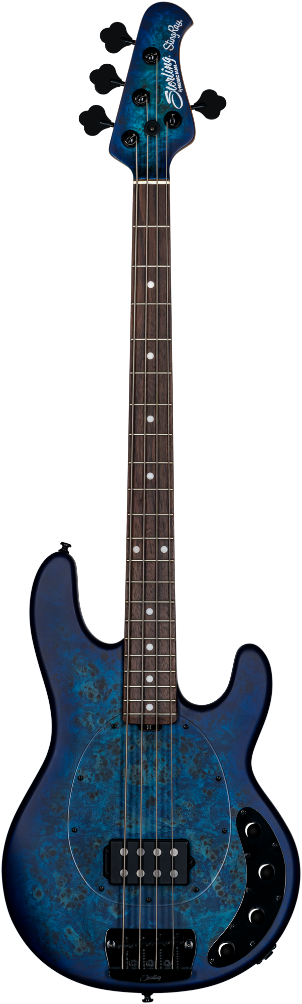 STERLING by Music Man StingRay RAY34 Poplar Burl Neptun Blue