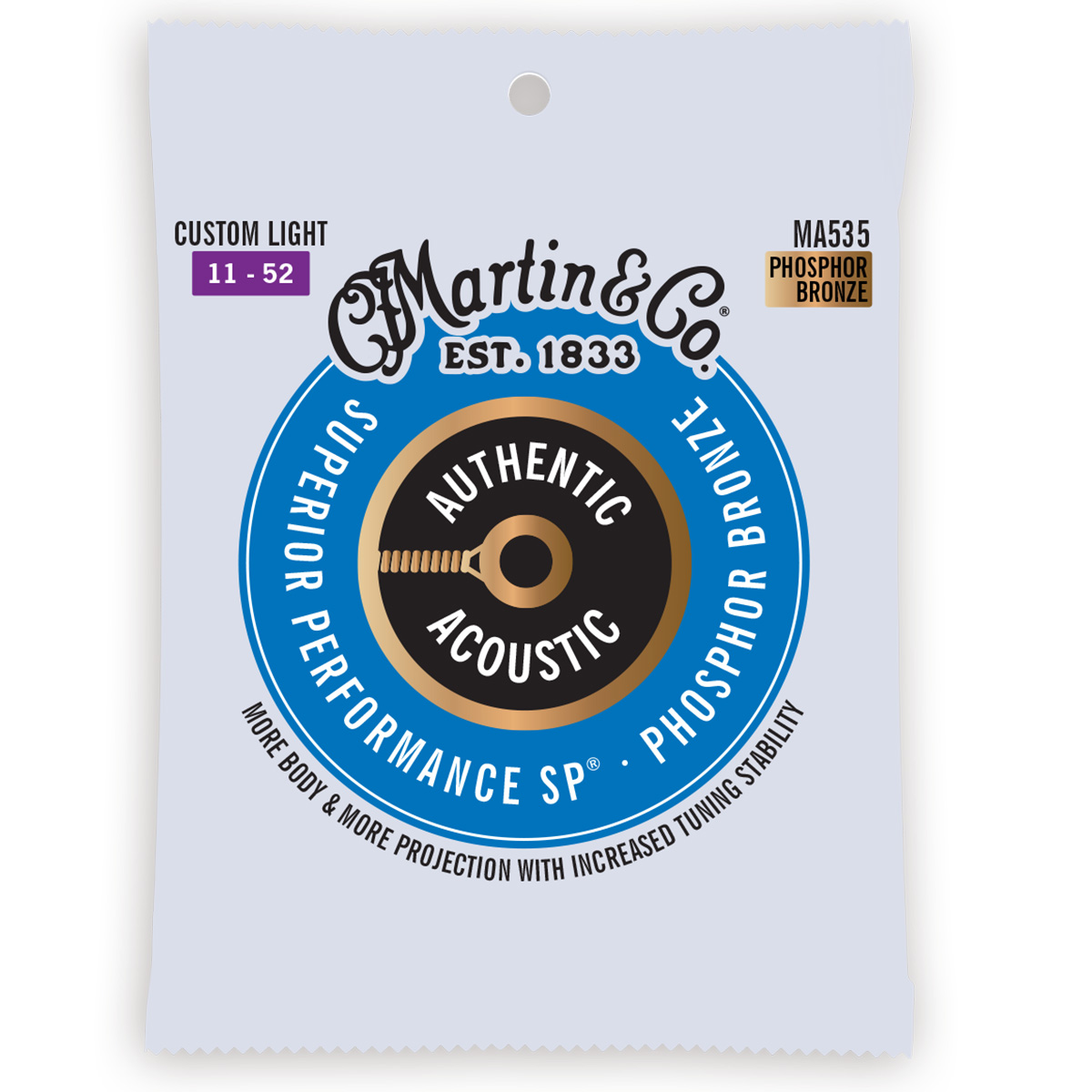 MARTIN GUITARS Strings, Authentic, 11-52, CustomLight, 92/8