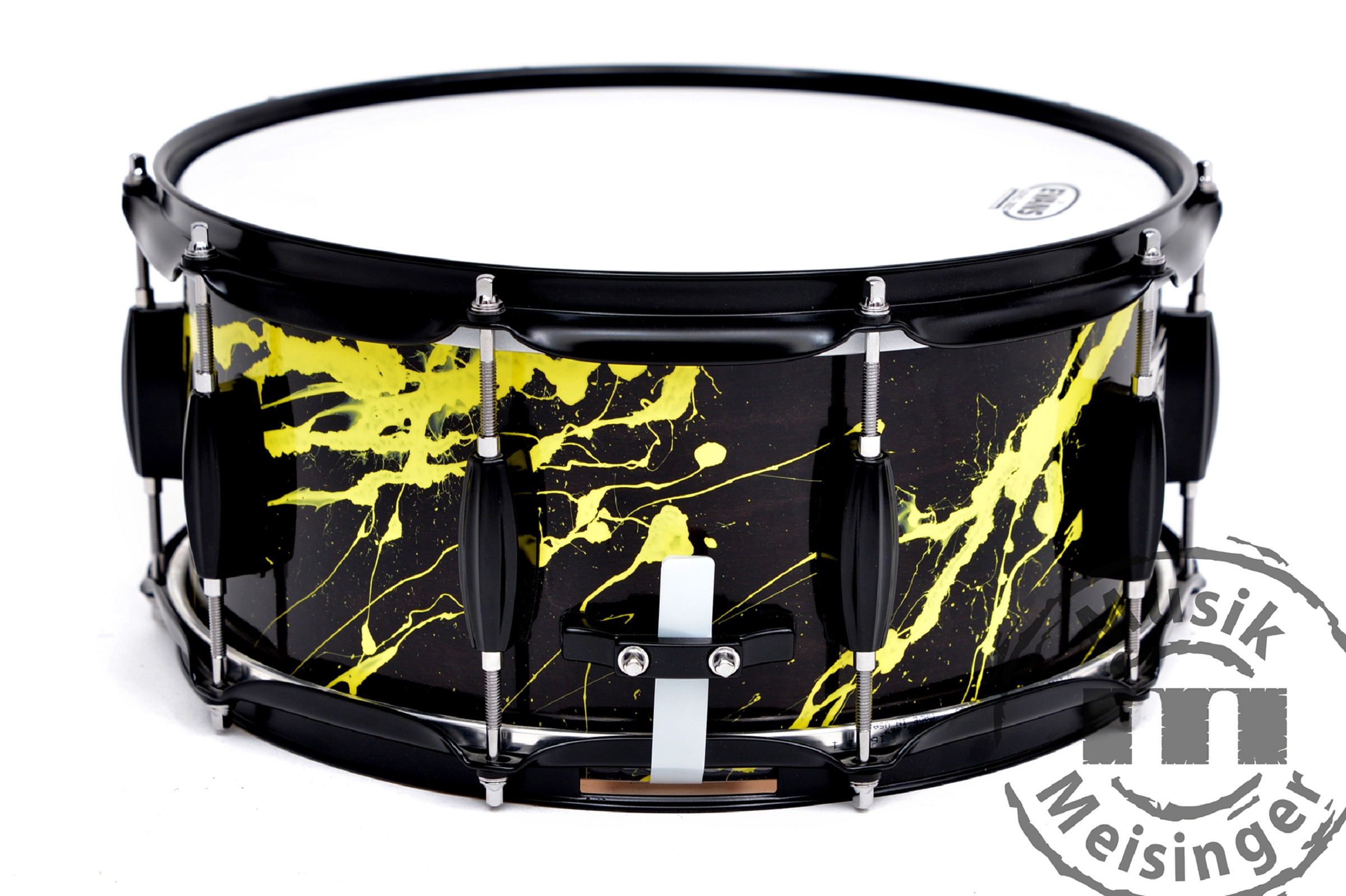 DR Customs Splatter Snare 14x6,5 Black with Yellow Splatter