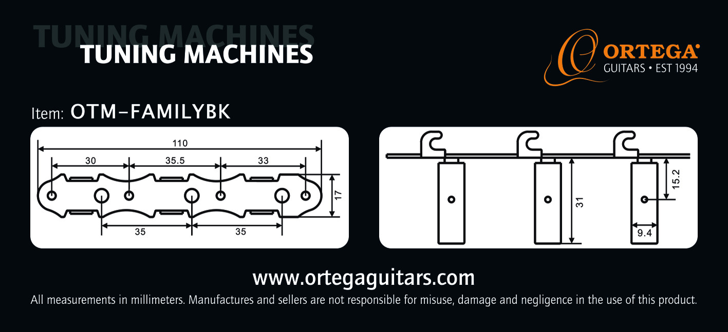 ORTEGA Family Series Guitar Tuning Machines - Gold/Black