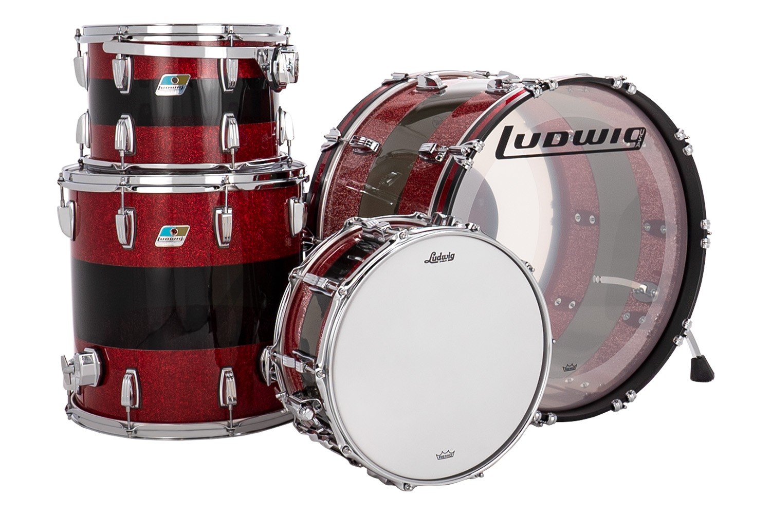 Ludwig Vistalite 22BD/13TT/16FT Red Sparkle/Smoke