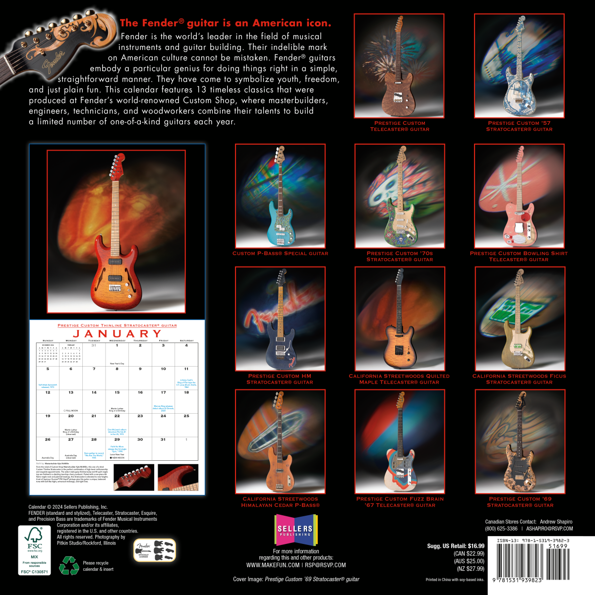 FENDER 2025 CUSTOM SHOP CALENDAR