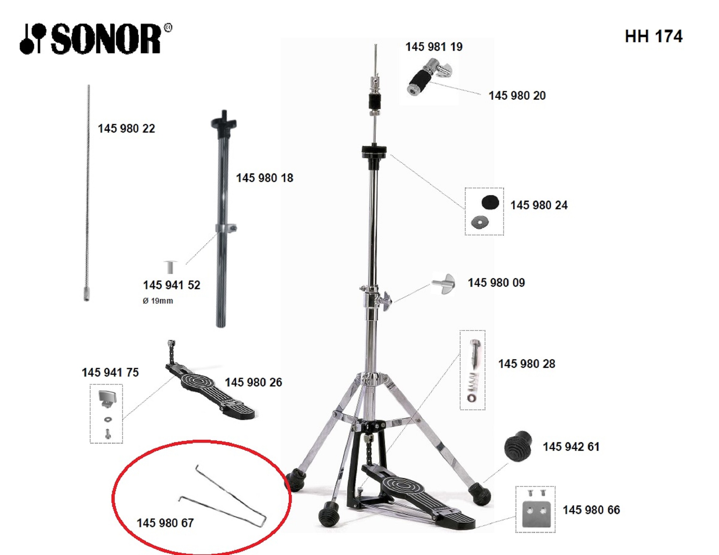 Sonor Parts Verbindungsstrebe für HH 100/200/400