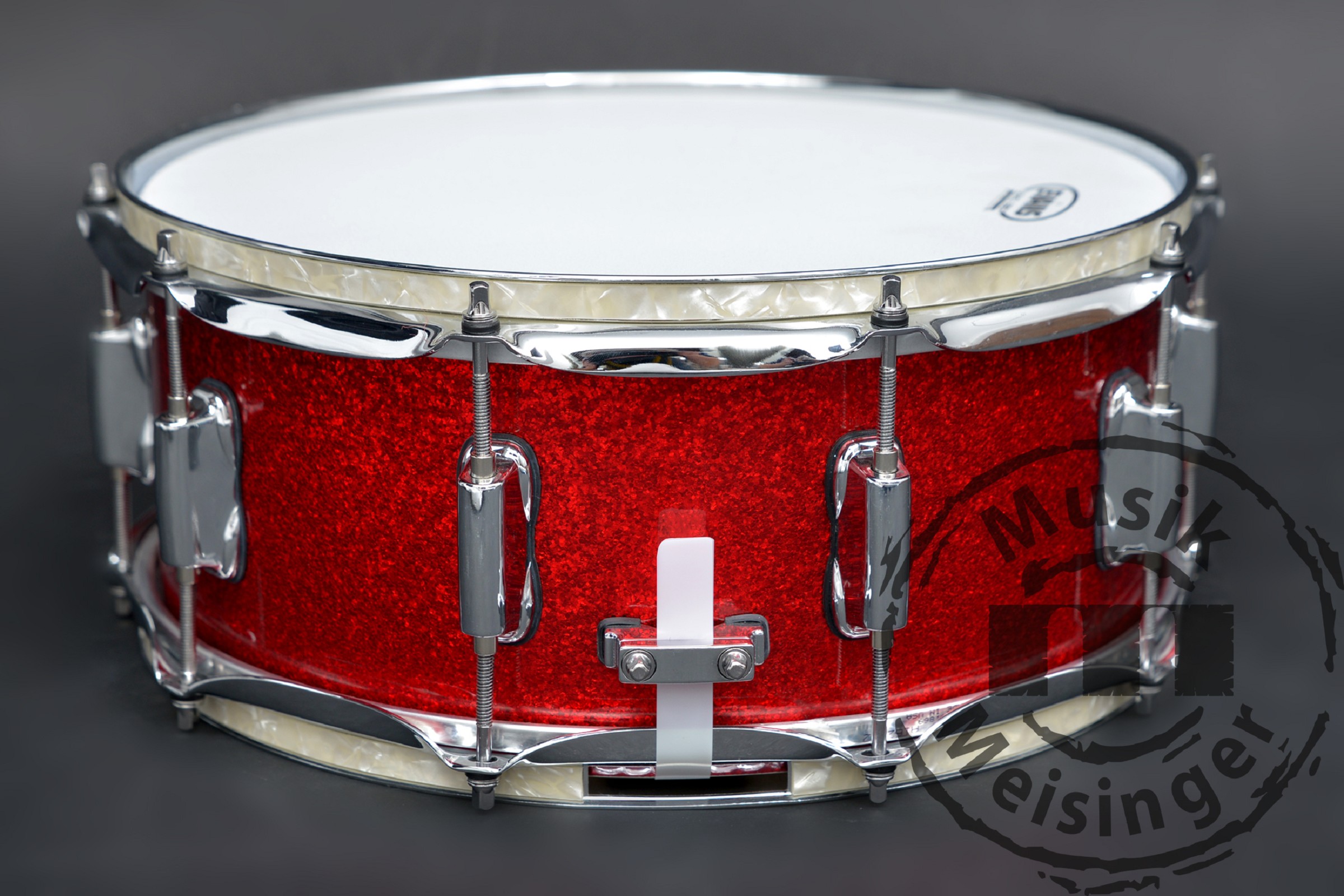 DR Customs Snare 14x6 Red Sparkle with Inlays