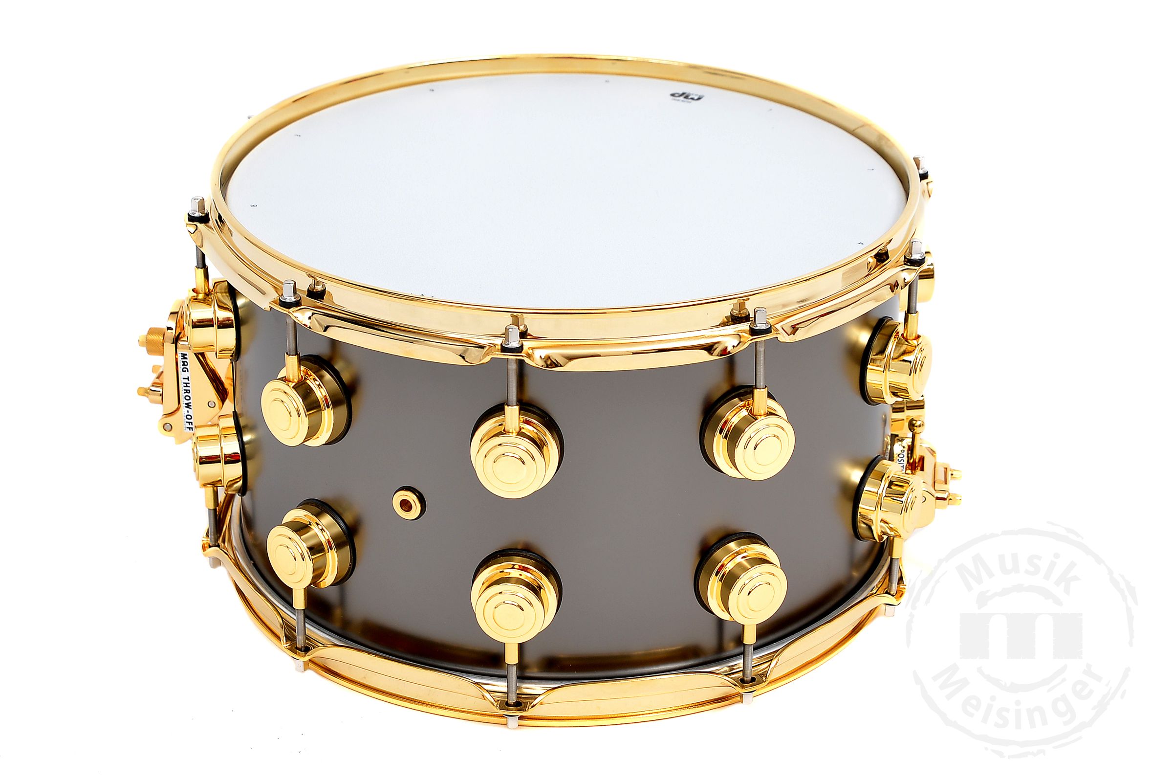 dw Snare 14x8 Satin Black Over Brass (Gold HW)