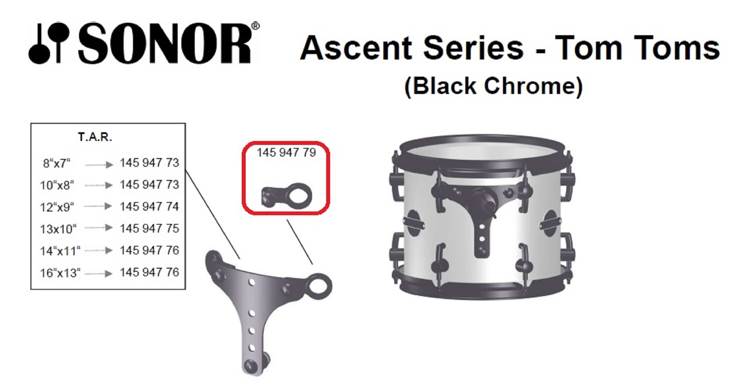 Sonor Parts TAR Winkel black chrome (ASC) VE2