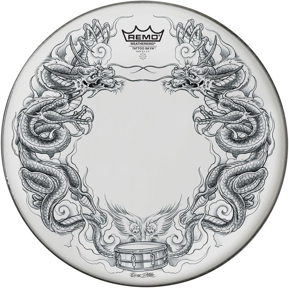 Remo Fell Tattoo P3 22" Dragon Skyn on White