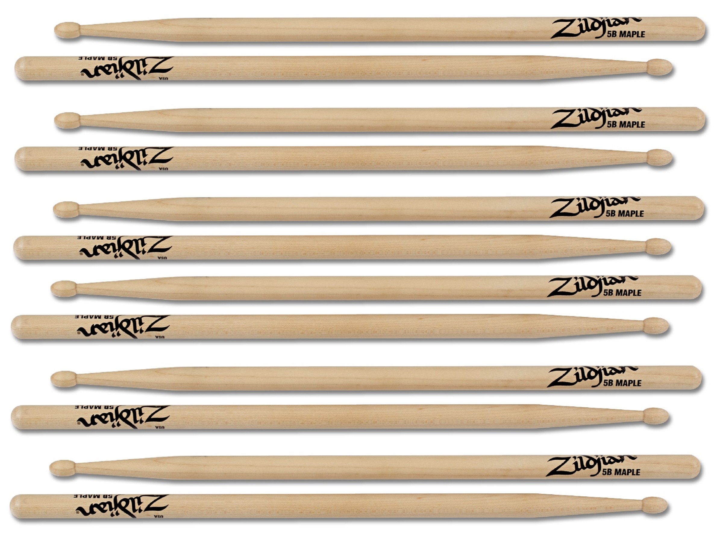 Zildjian Sticks Maple 5B Wood Tip 5BM (6 Paar)