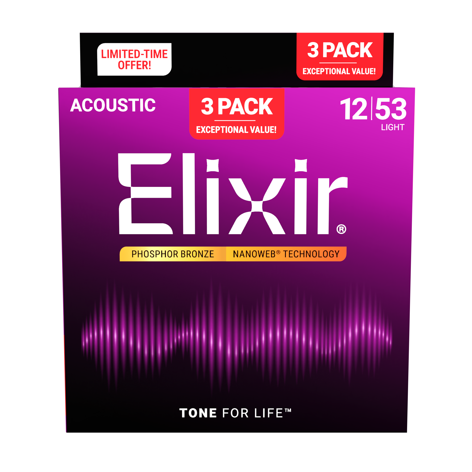 ELIXIR NANOWEB LIGHT ACOUSTIC PHOSPHOR 3-PACK