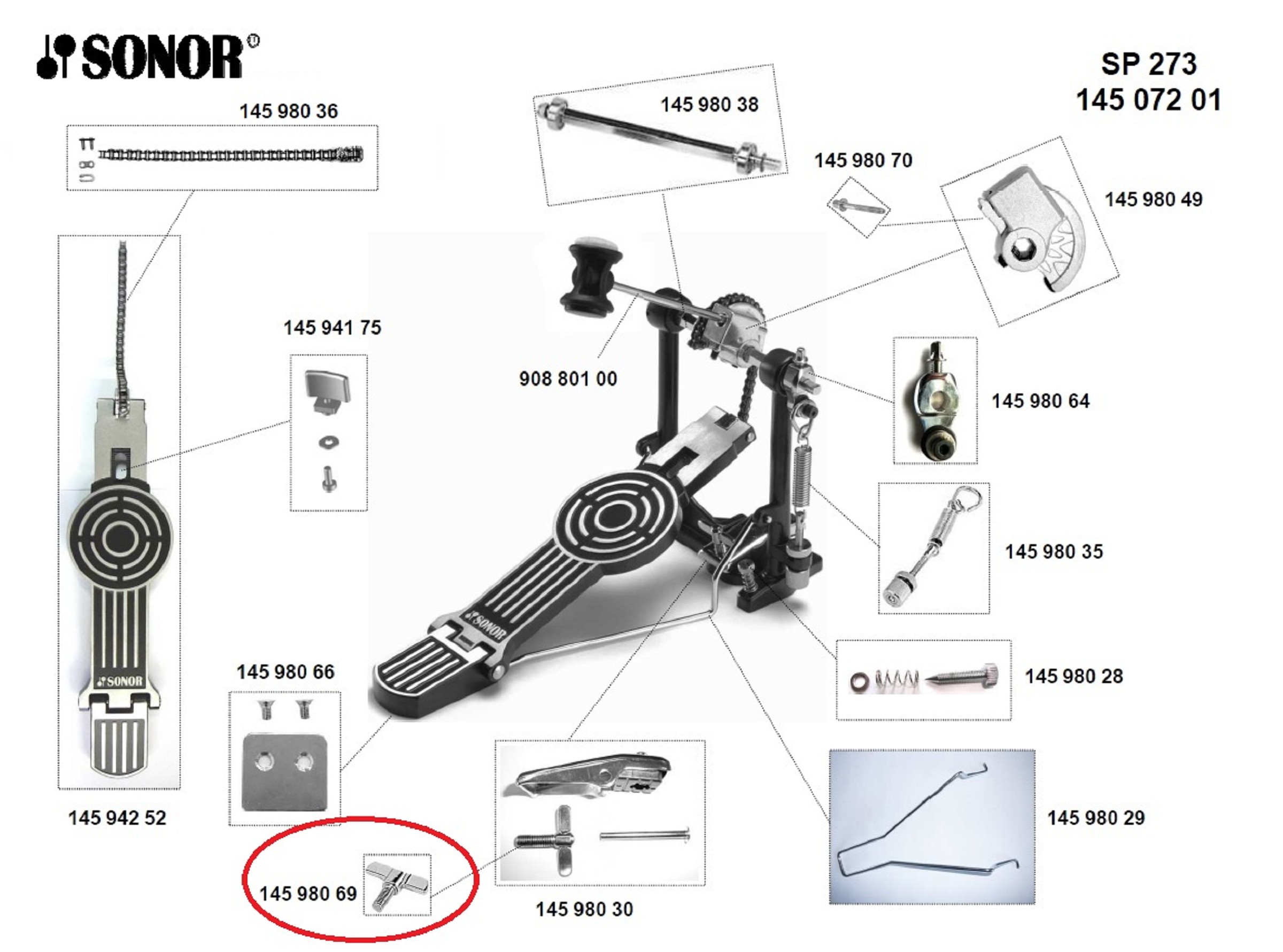 Sonor Parts Flügelschraube für Klemme Pedal HW200/400 VE3