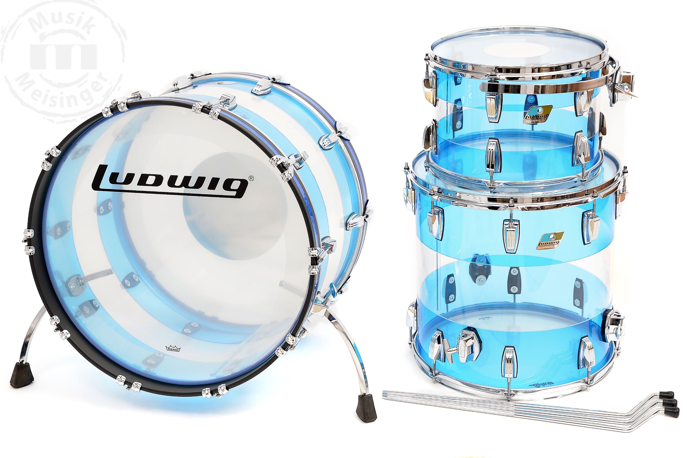 Ludwig Vistalite 22BD/13TT/16FT Blue/Clear Ludwig Vistalite 22BD/13TT/16FT Blue/Clear