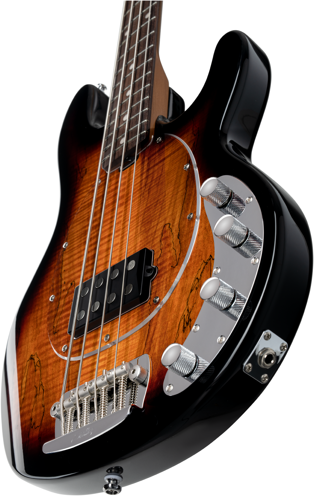 STERLING by Music Man StingRay RAY34 Spalted Maple Sunburst