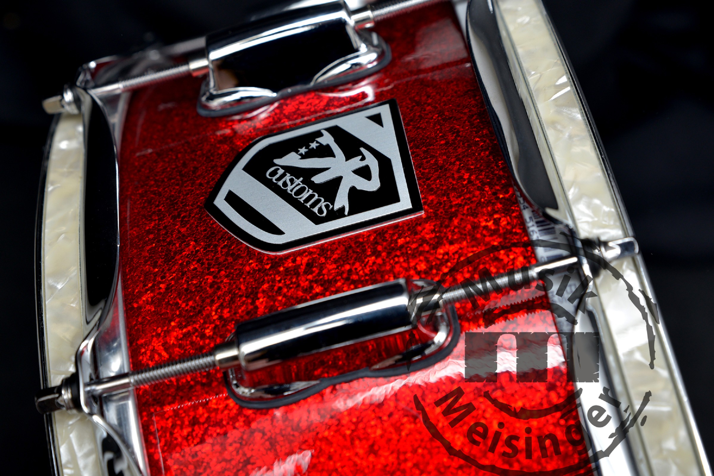 DR Customs Snare 14x6 Red Sparkle with Inlays
