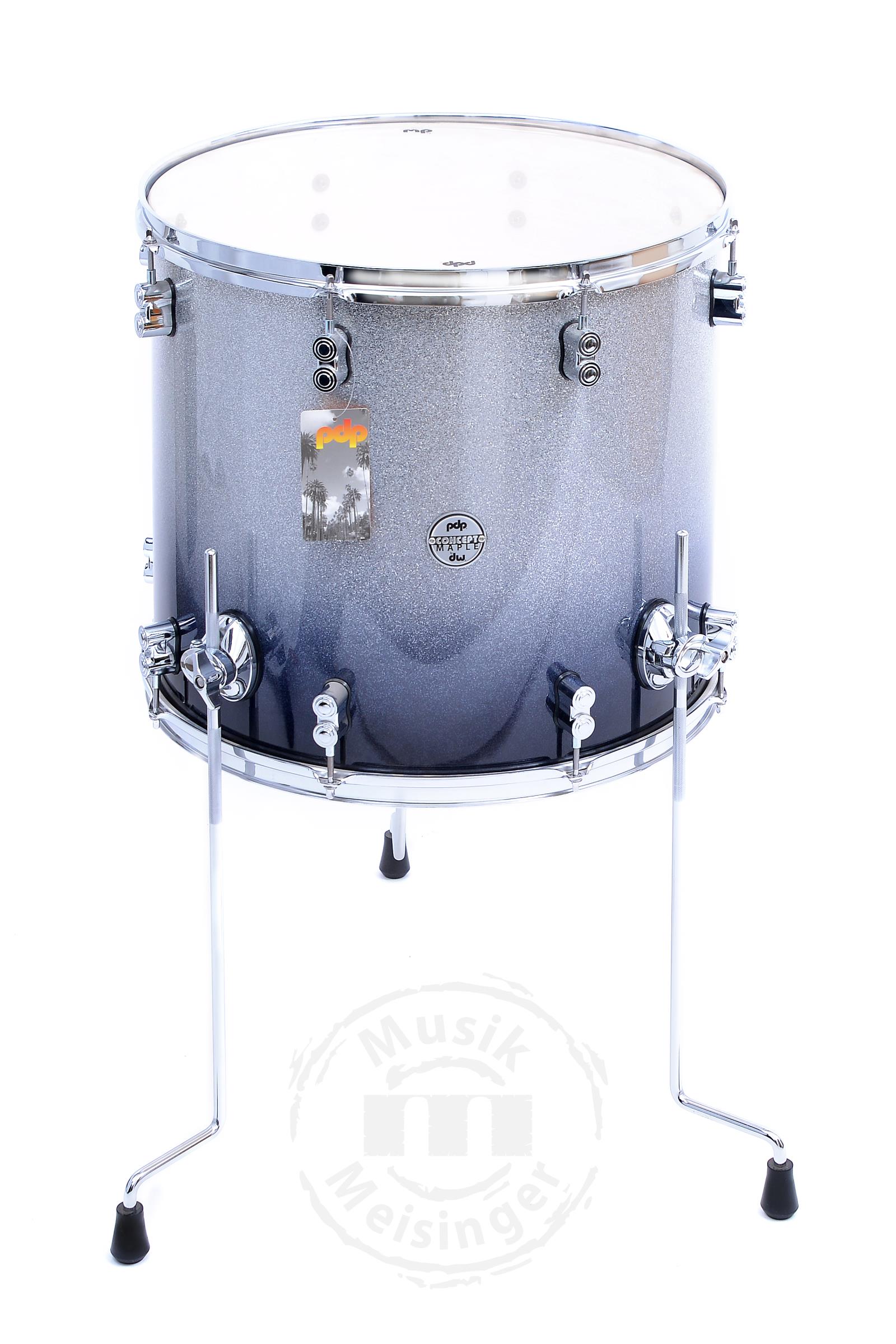 PDP Concept Maple 18x16 FT Silver to Black Sparkle Fade