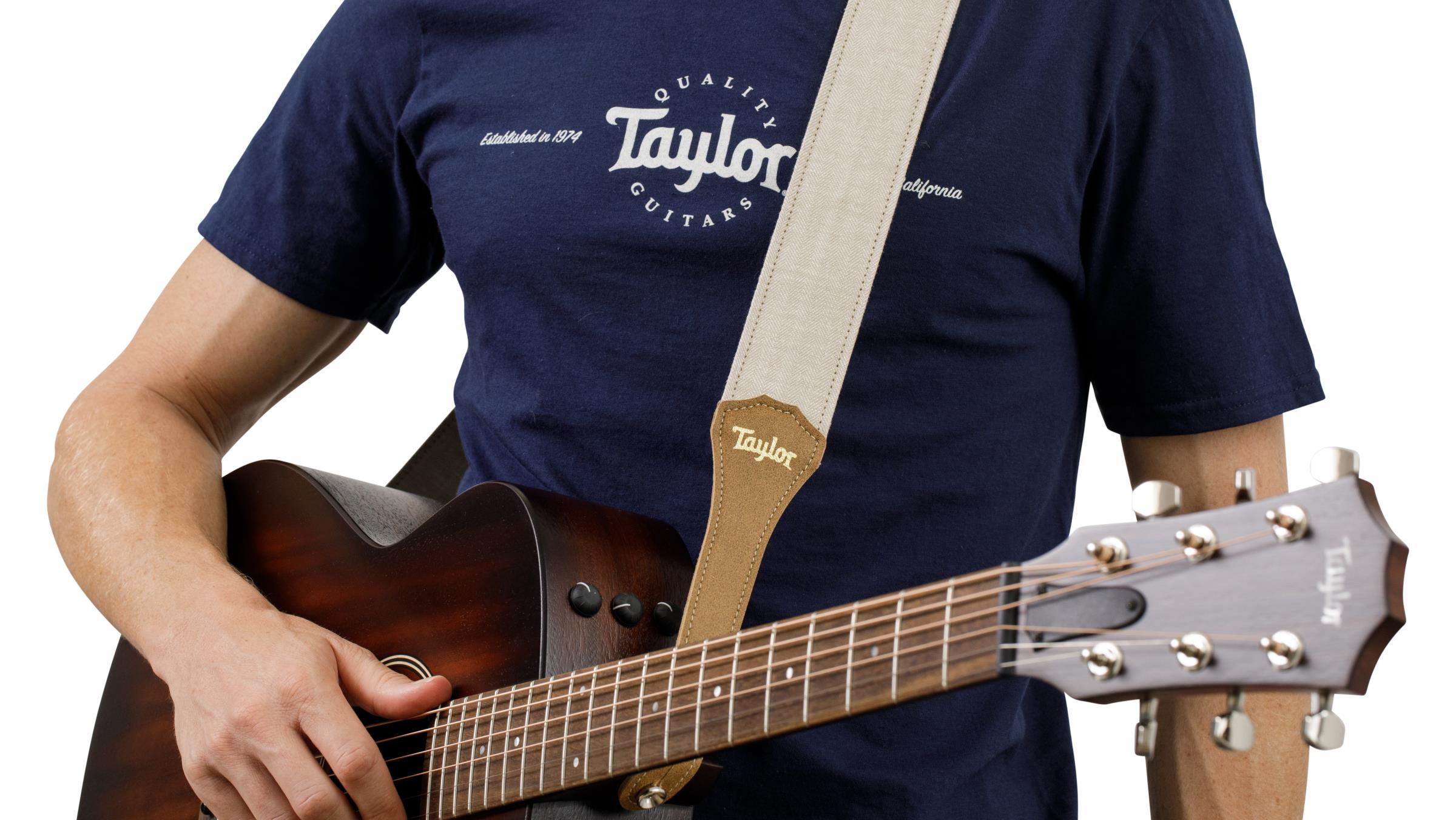 TAYLOR Vegan Guitar Strap,Hgbn Hemp Cotton,White