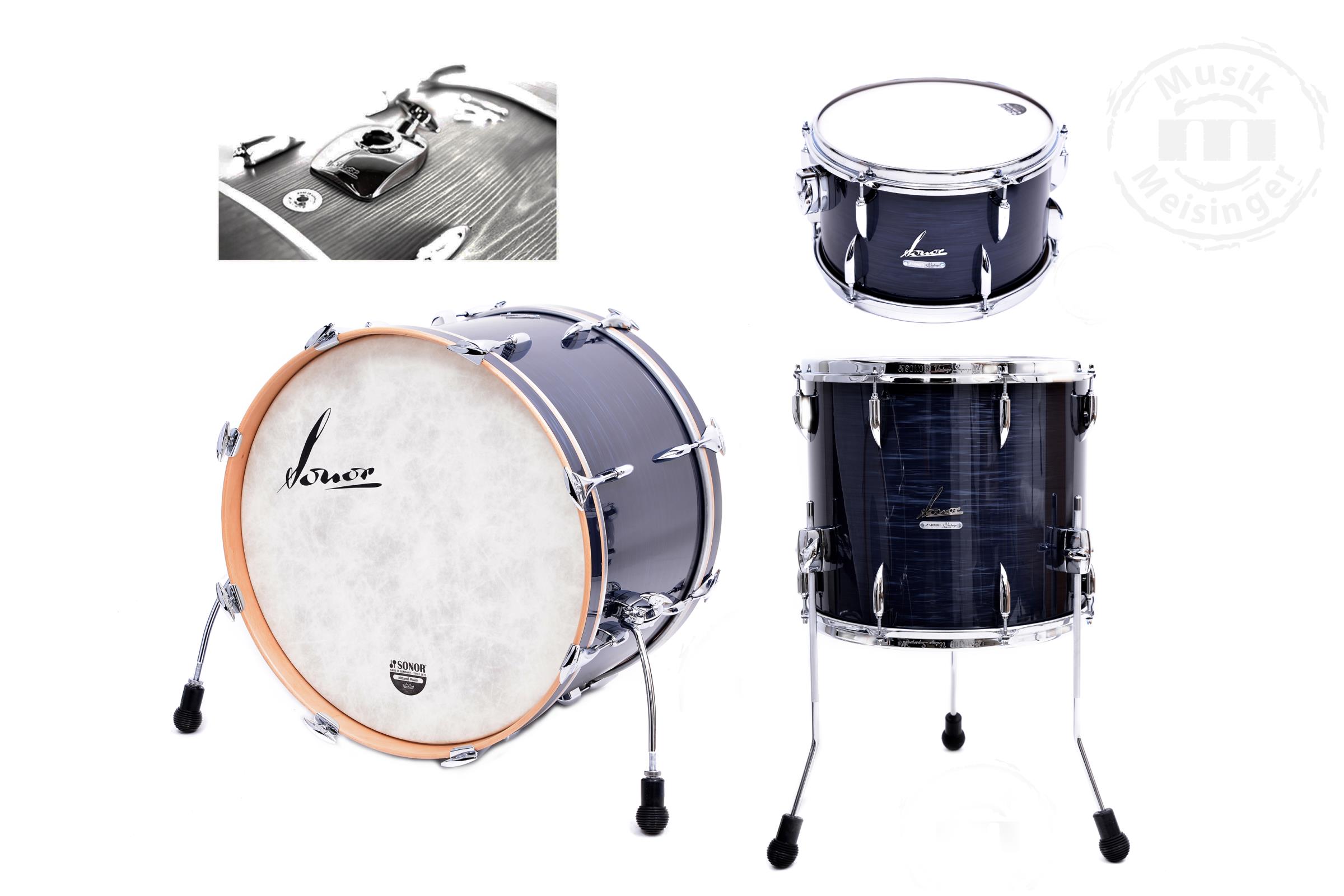 Sonor Vintage Shellset 24B(w.mount)/13T/16FT Black Slate
