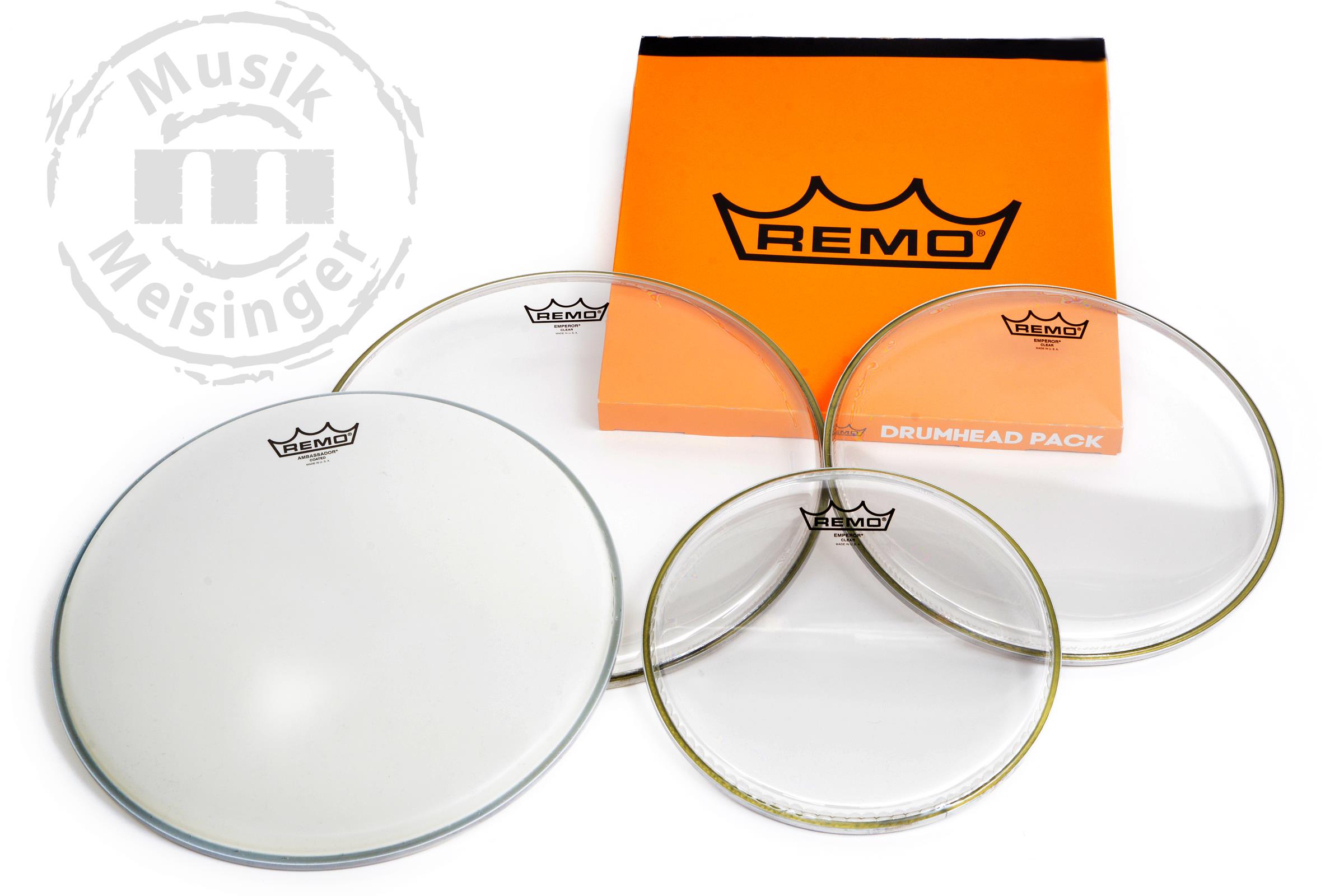 Remo Fell Emperor Pro Pack 10/12/14 Clear + 14 Ambassador coated