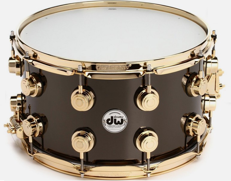 dw Snare 14x8 Satin Black Over Brass (Gold HW)