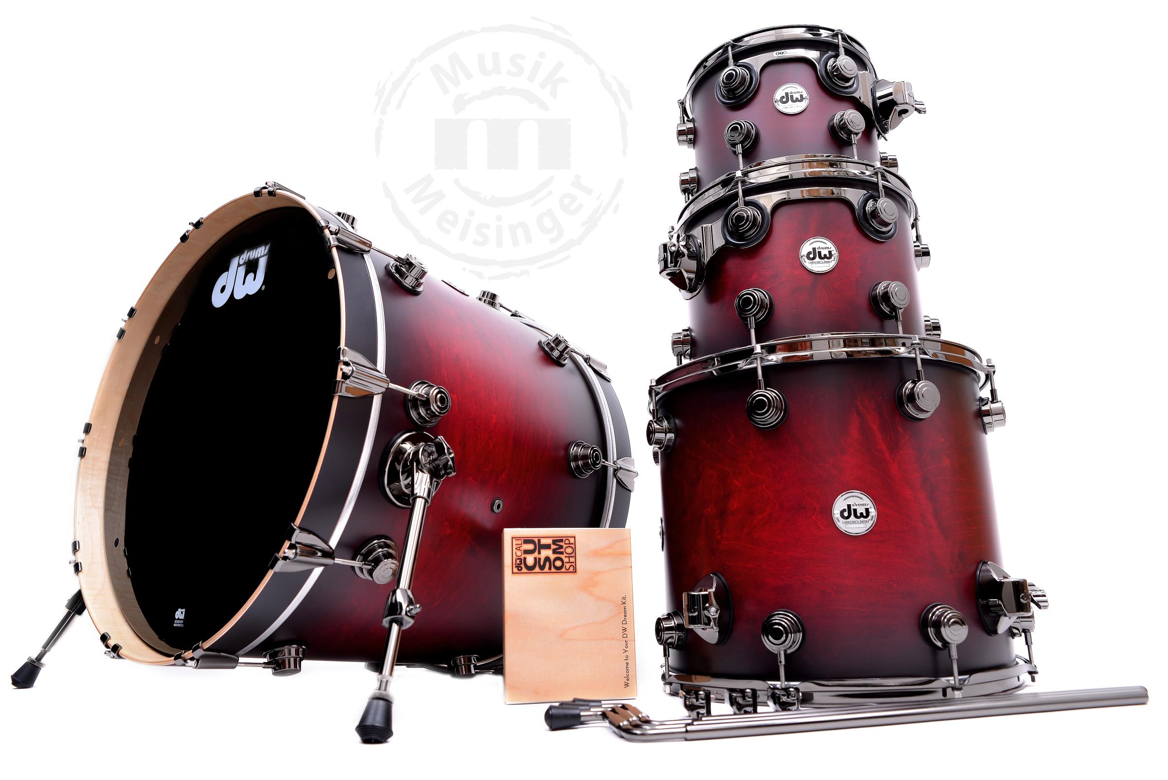 dw Collectors 22B/10T/12T/16FT Cherry to Ebony Burst