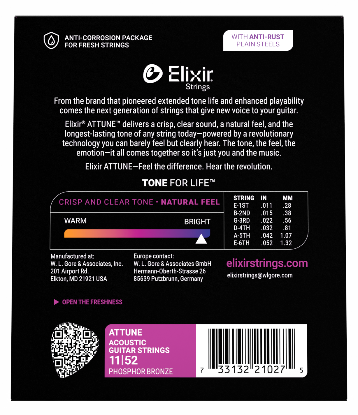 ELIXIR ATTUNE Custom Light Phosphor Bronze