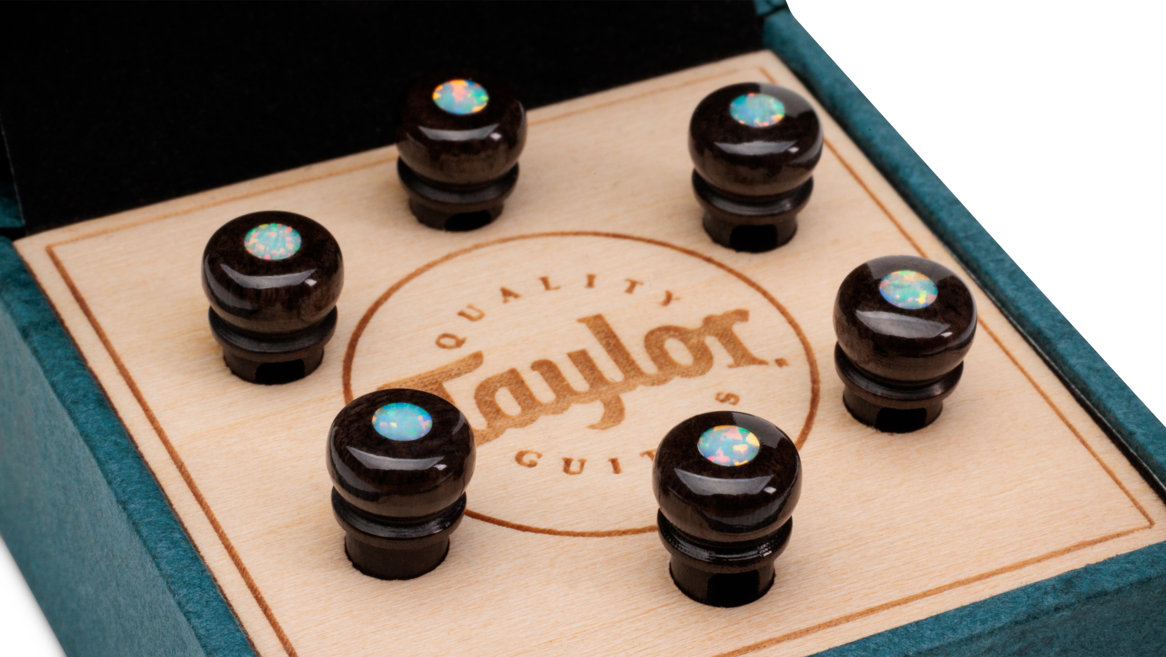 TAYLOR Bridge Pin Set,5"Taper,Bone,Brown w/White Opal