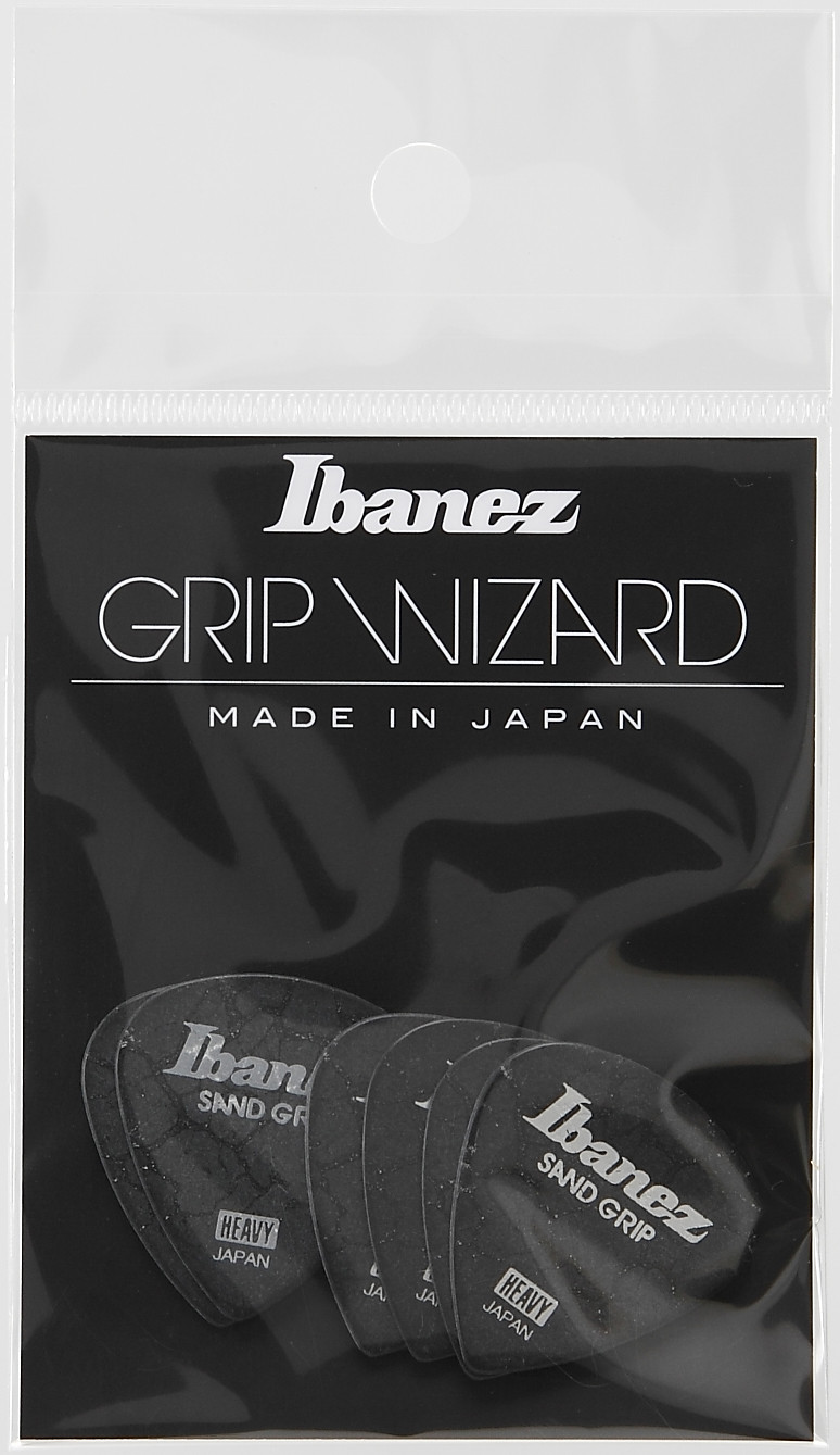IBANEZ Pick Sand Grip Crack Black, Heavy, 6 Stück