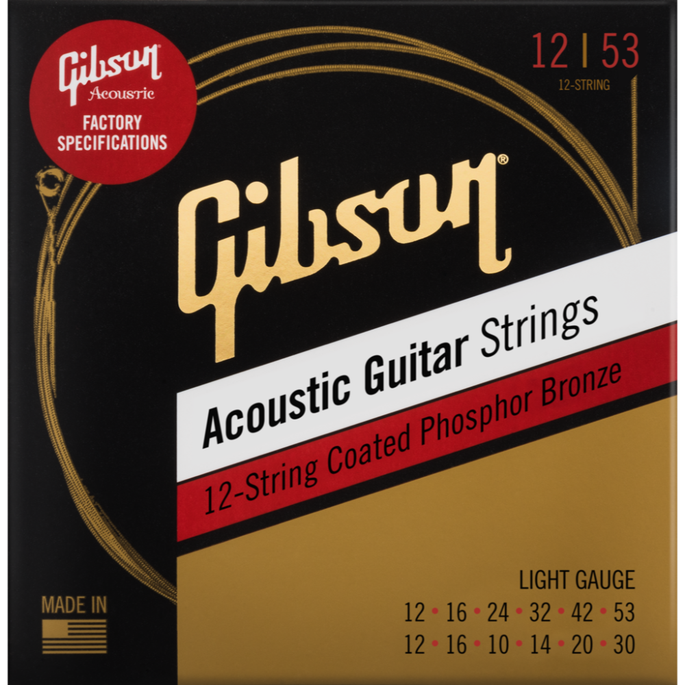 GIBSON Phosphor Bronze Acoustic Guitar Strings, 12-String