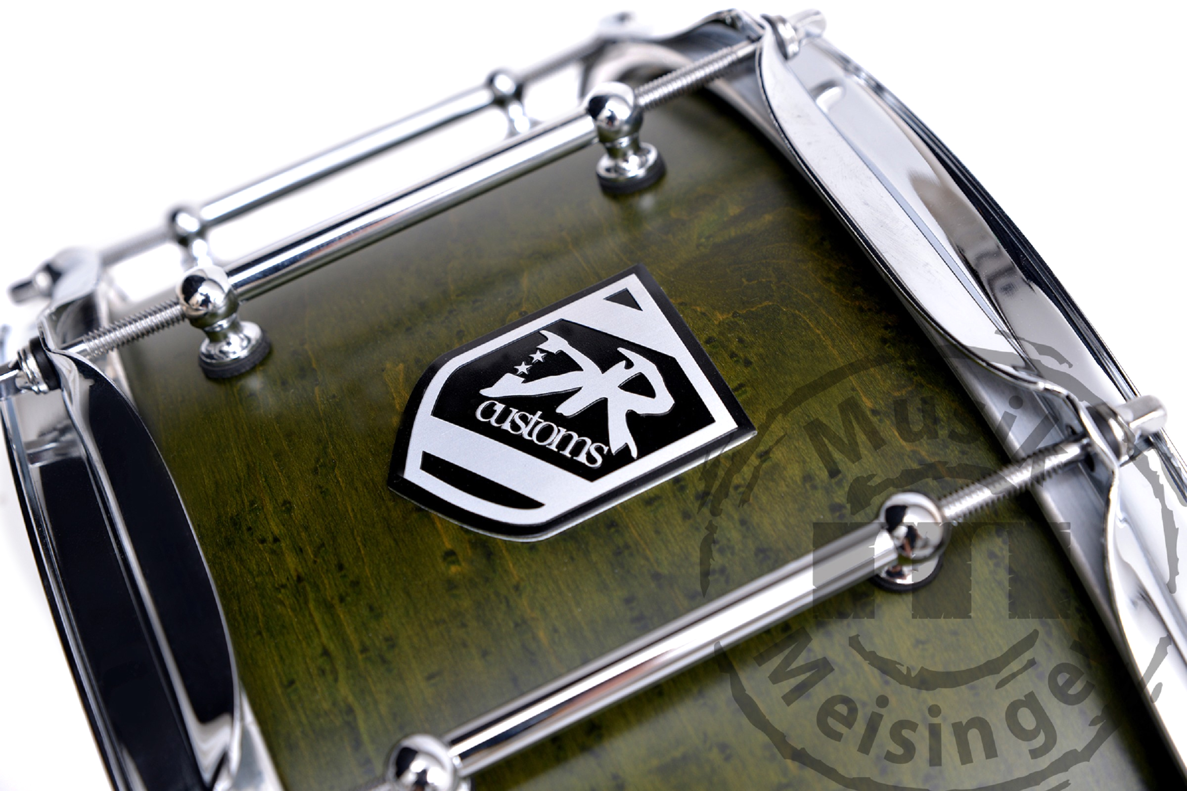 DR Customs Snare 14x7 Green Satin Maple Snare DR Customs Snare 14x7 Green Satin Maple Snare