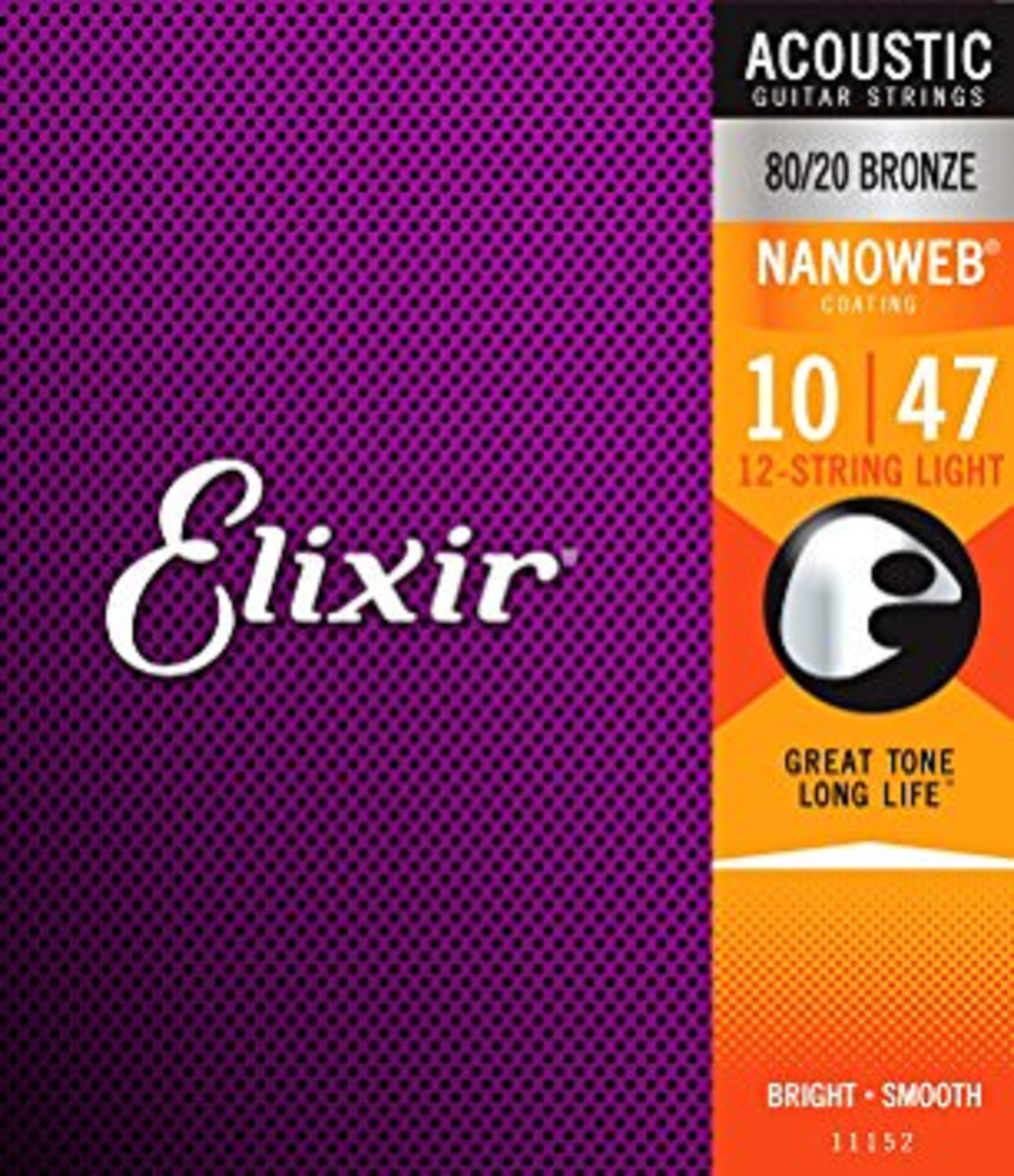 Elixir 11152 Nanoweb Light 80/20 12-String 010-047