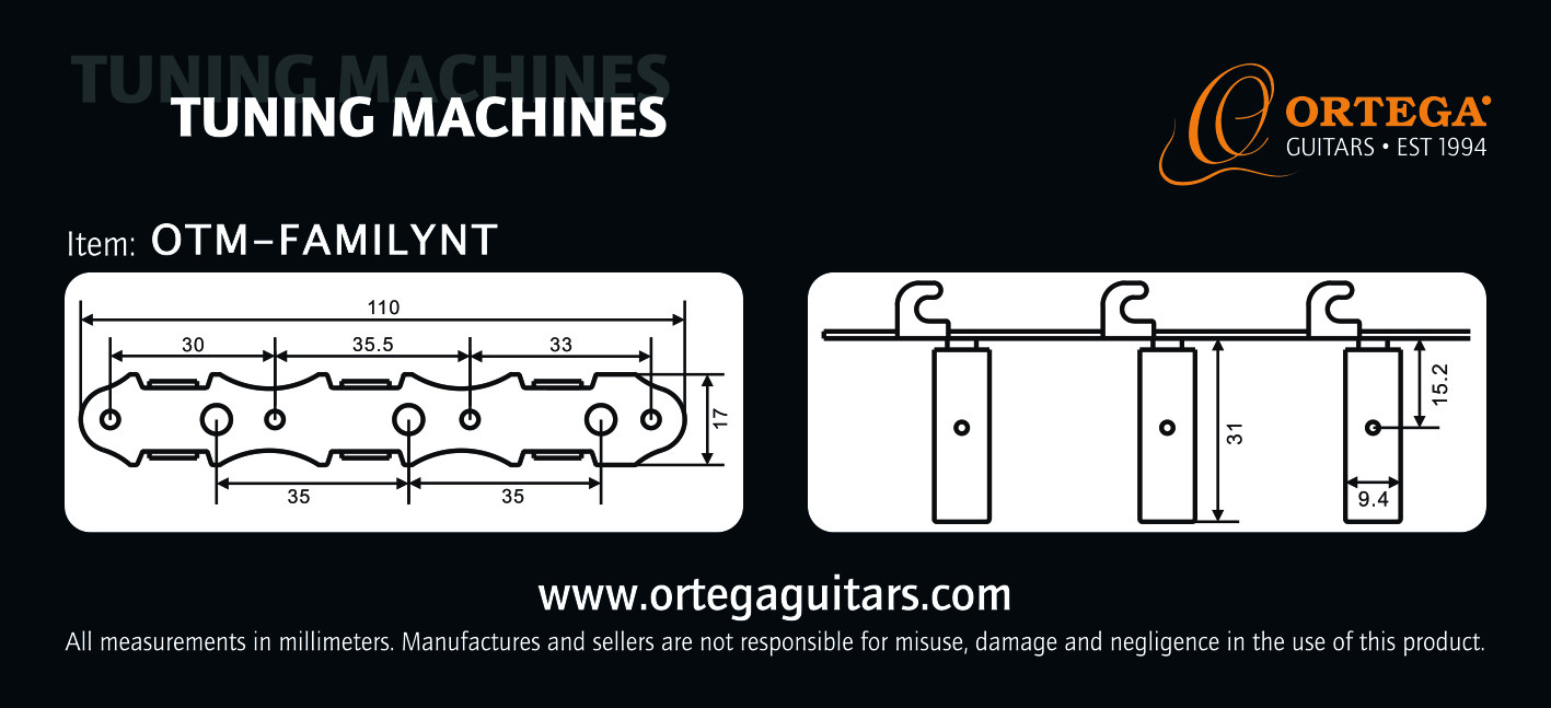 ORTEGA Family Series Guitar Tuning Machines - Chrome/White