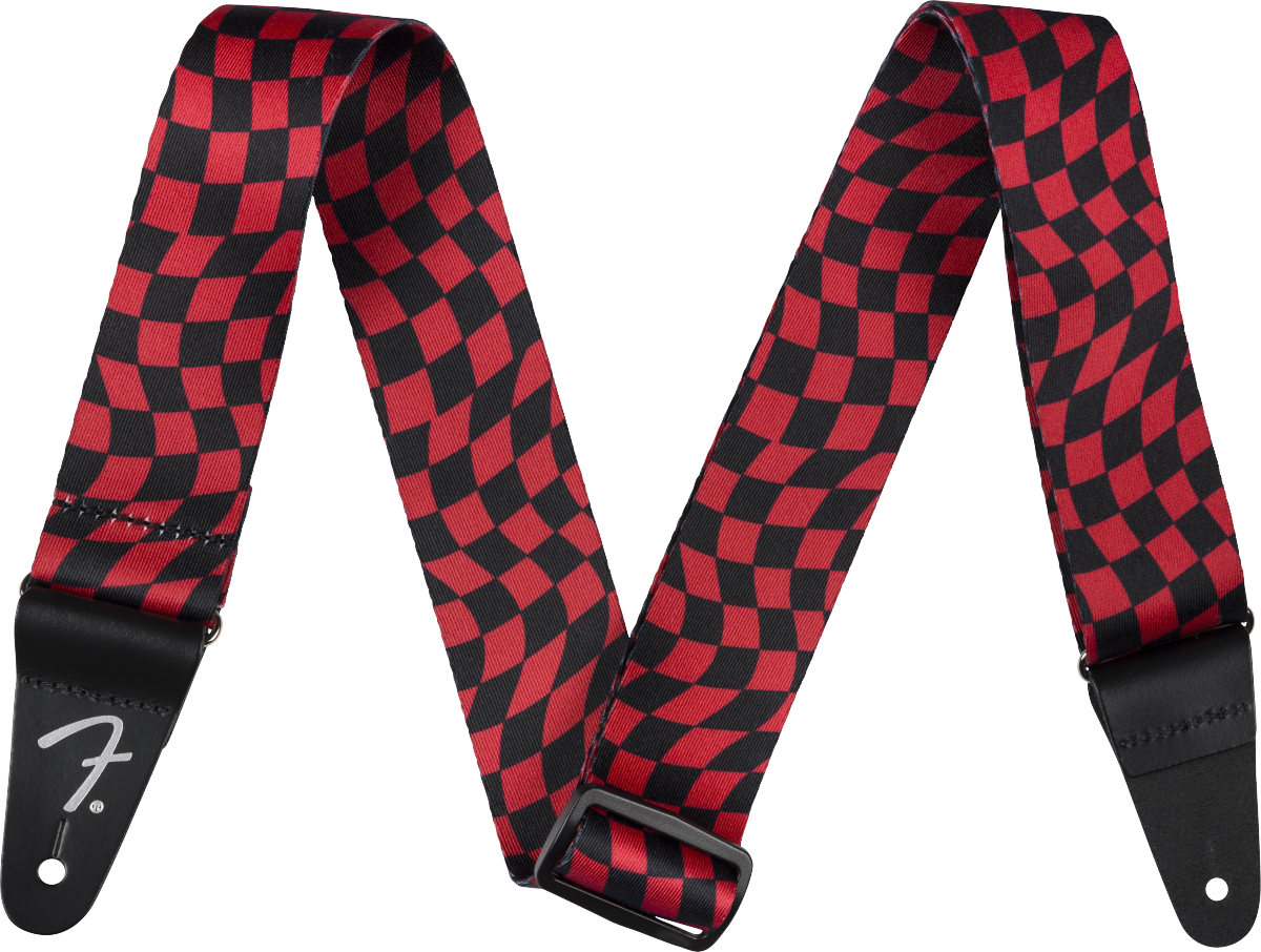 FENDER WAVY CHECKER POLY STRAP RED