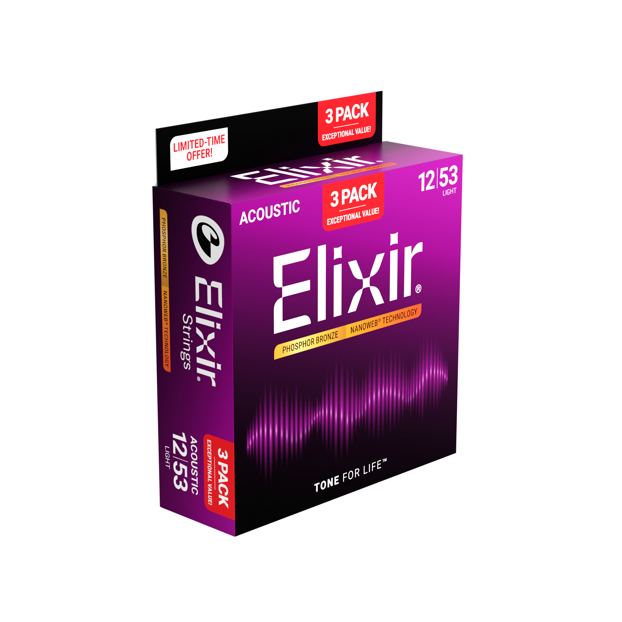 ELIXIR NANOWEB LIGHT ACOUSTIC PHOSPHOR 3-PACK