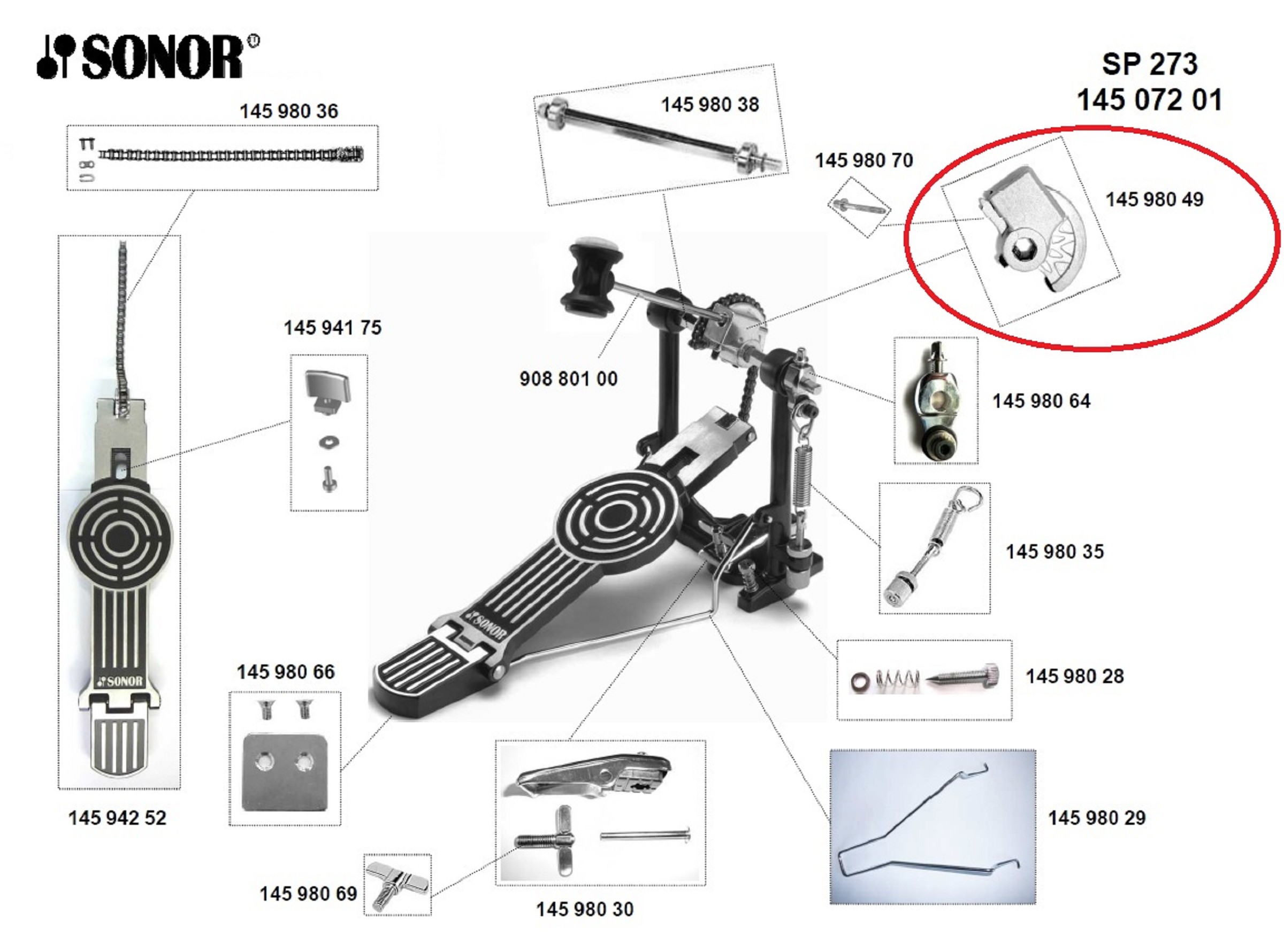 Sonor Parts Schlegelhalter für Pedal (HW200/400)