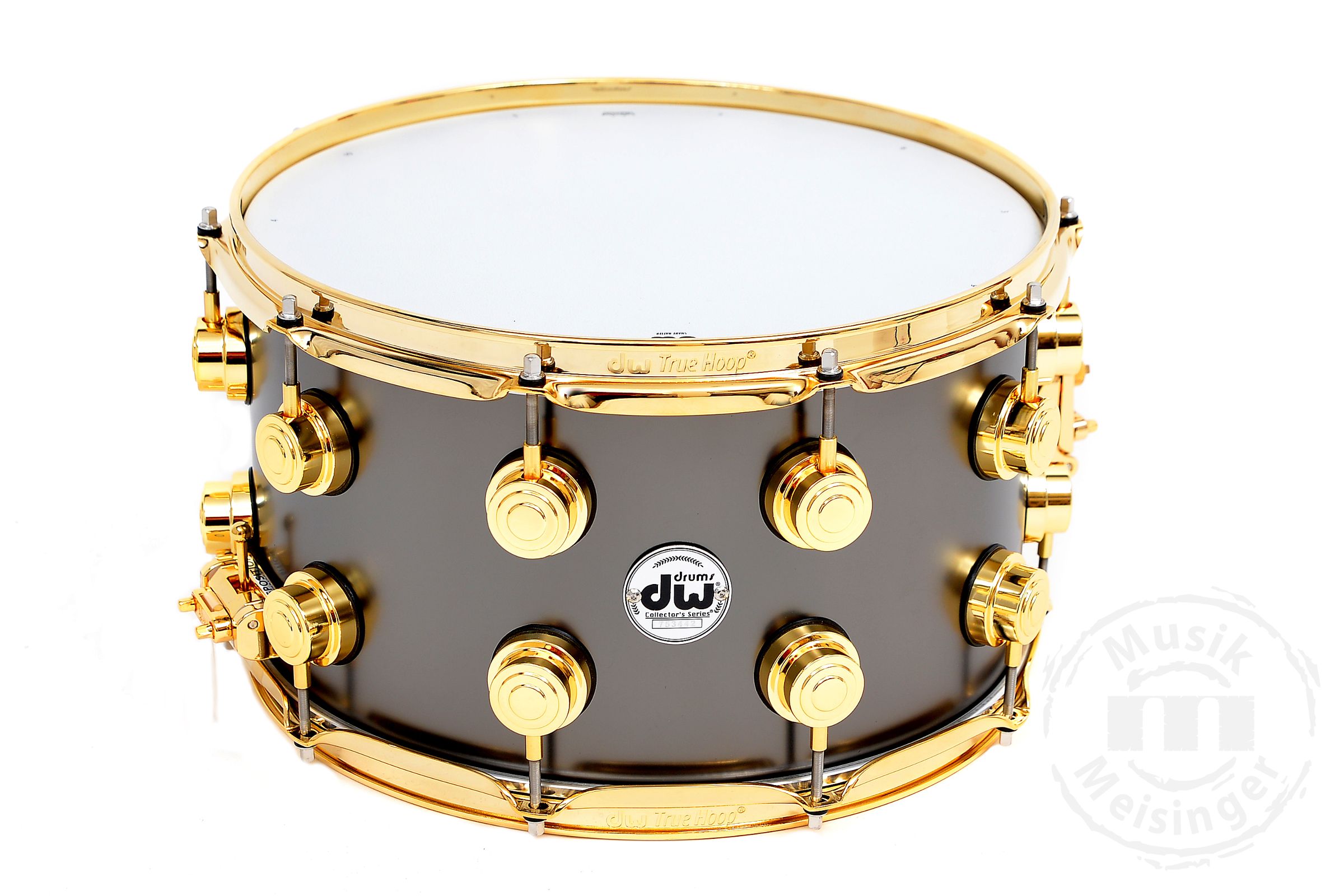 dw Snare 14x8 Satin Black Over Brass (Gold HW)