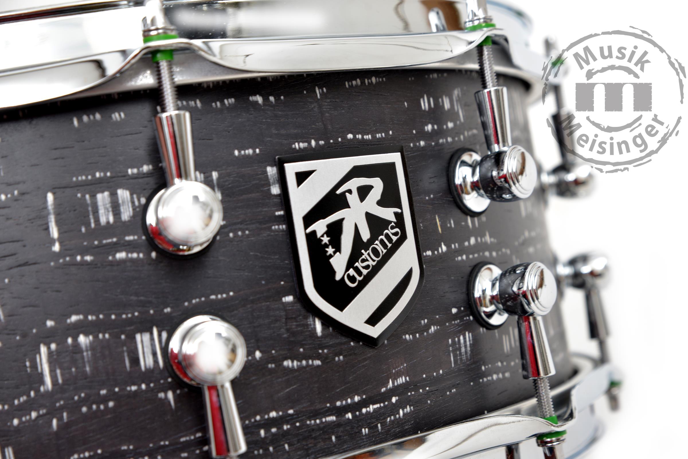 DR Customs Snare 14x6 Black & White Barcode