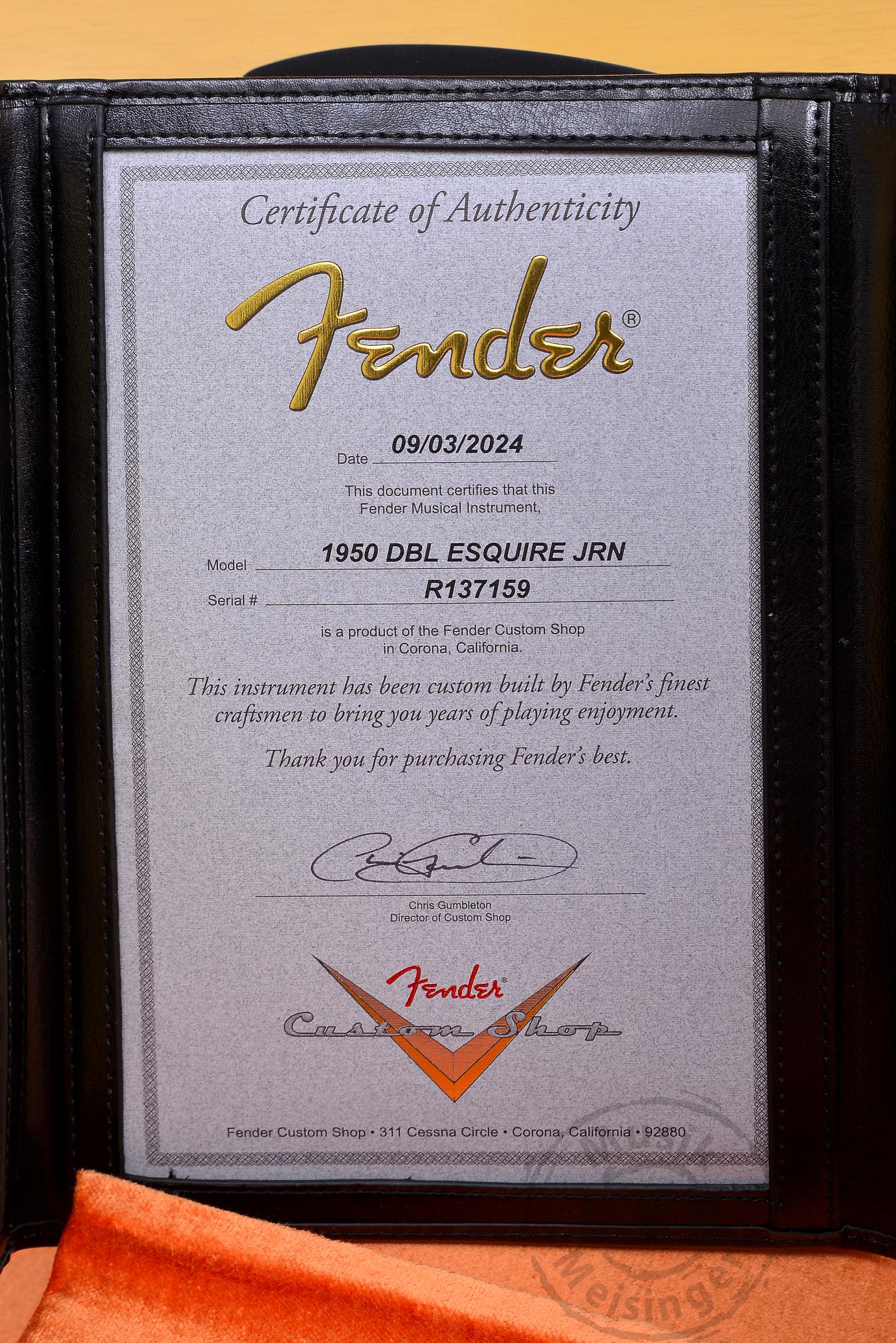 FENDER B3 1950 DBL ESQUIRE JRN - NBL