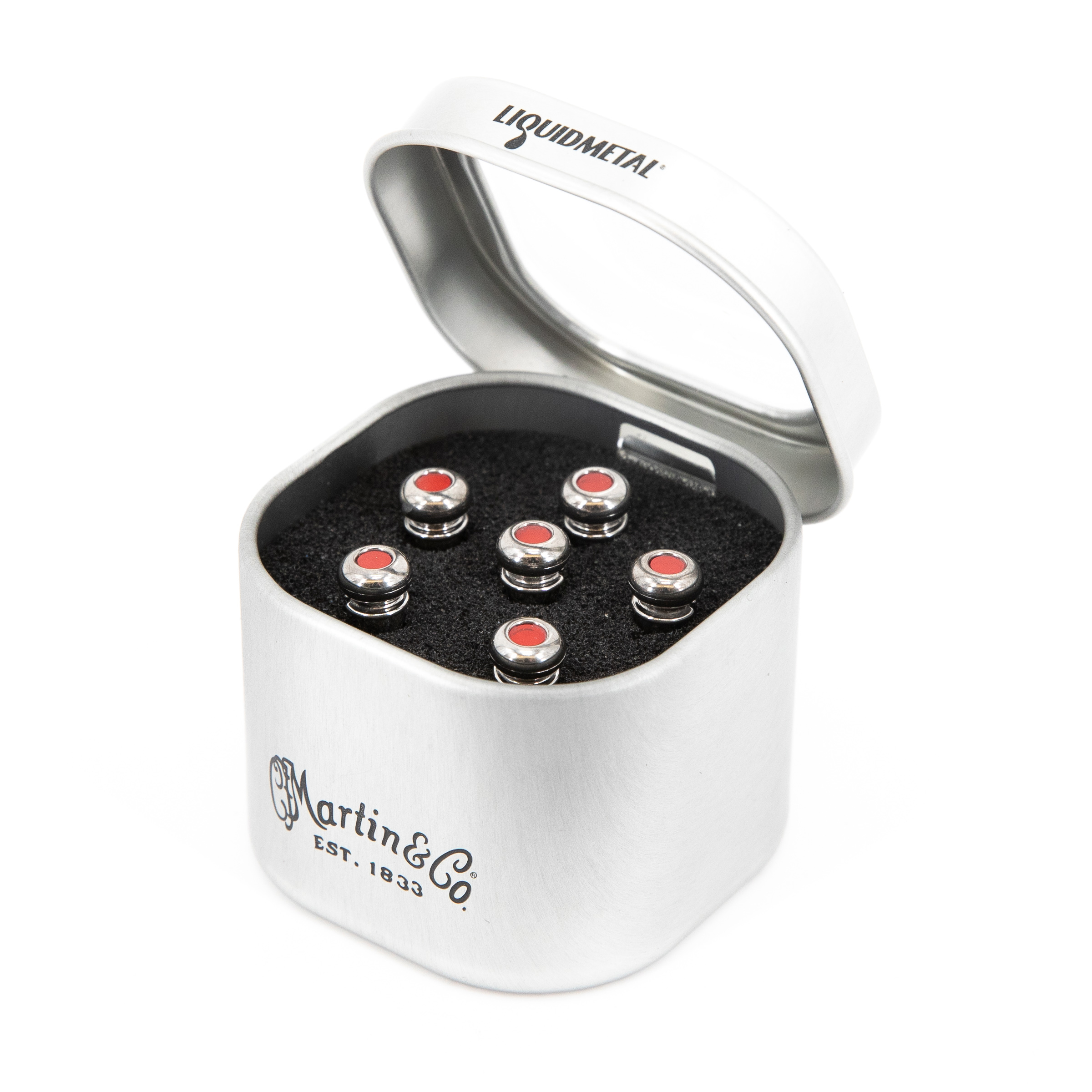 MARTIN GUITARS Pin Set, Liquid Metal, Chrome w/ Red, Tin
