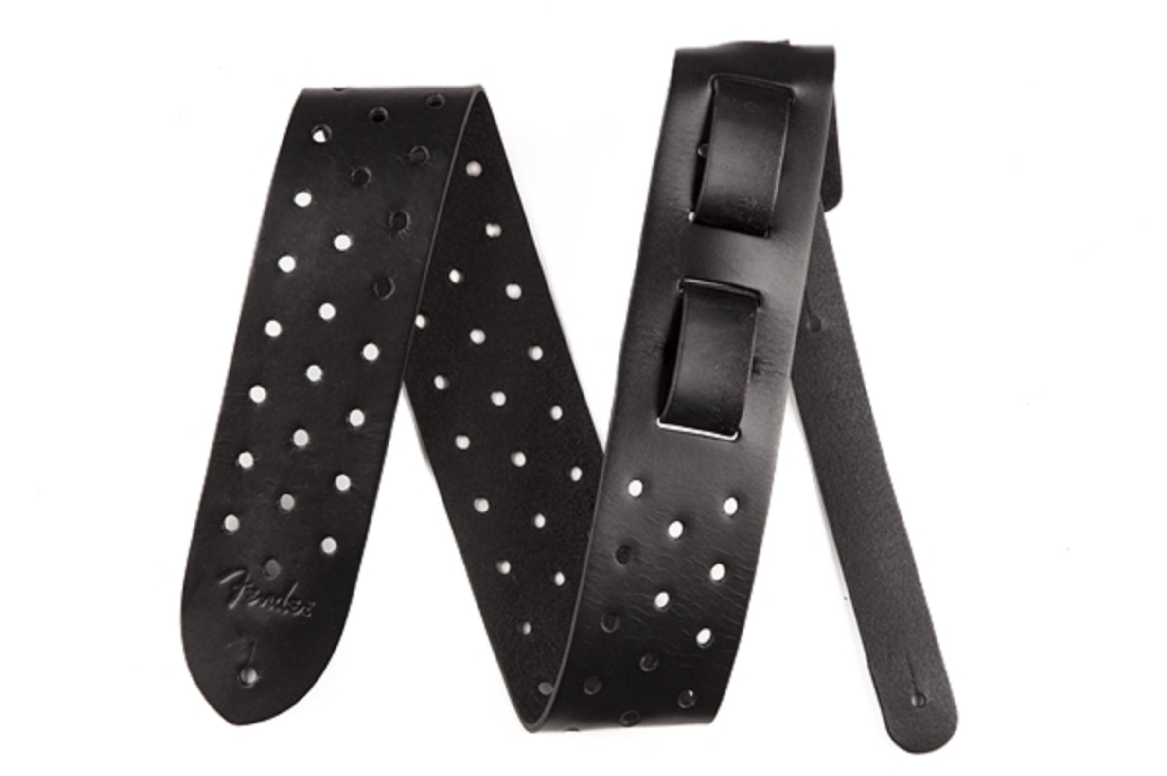 FENDER 2.5" LEATHER PUNCHED HOLES BLK