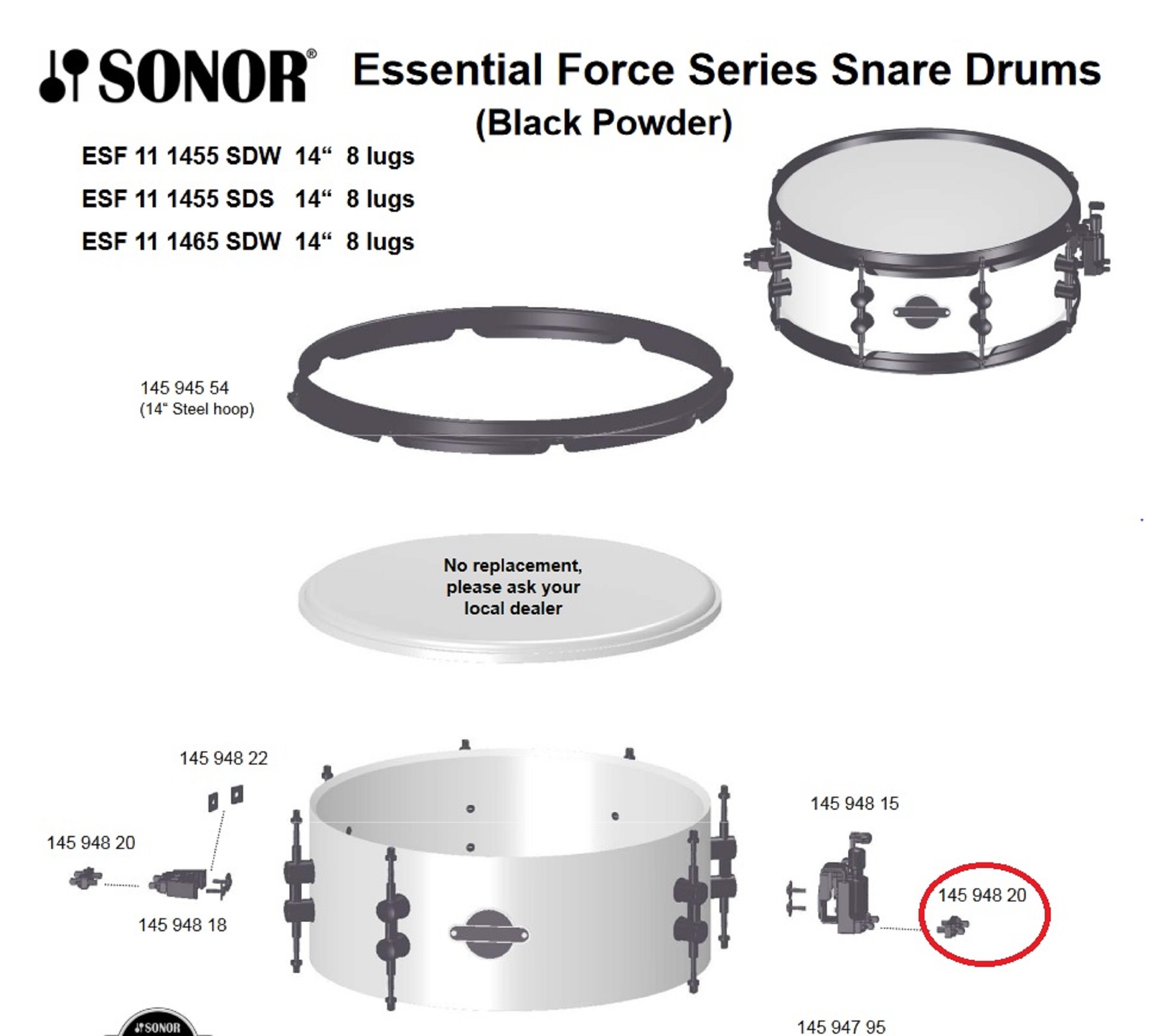 Sonor Parts Klemmplatte SD black powder (ESF SEF)
