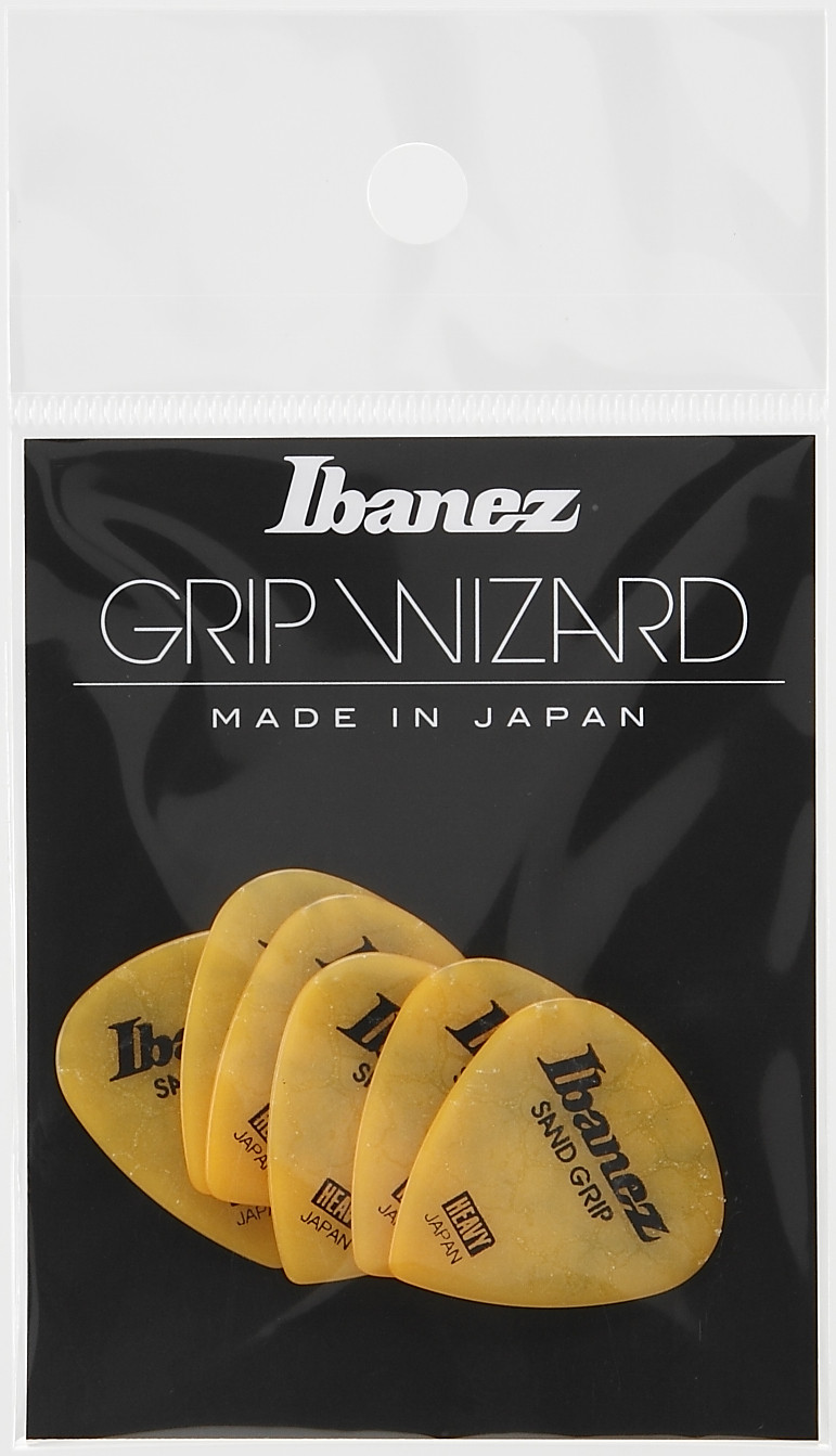 IBANEZ Pick Sand Grip Crack Yellow, Heavy, 6 Stück
