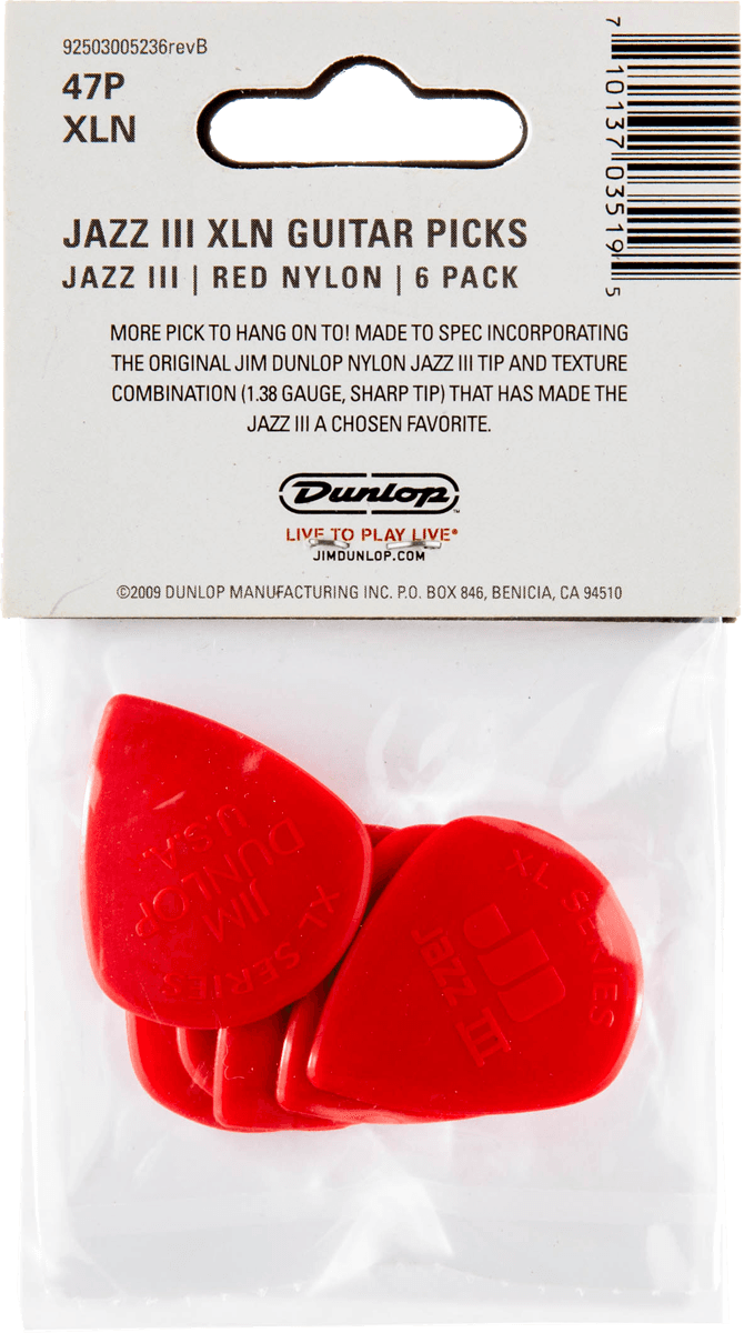 DUNLOP NYLON JAZZ III ROT XL (6 Stück)