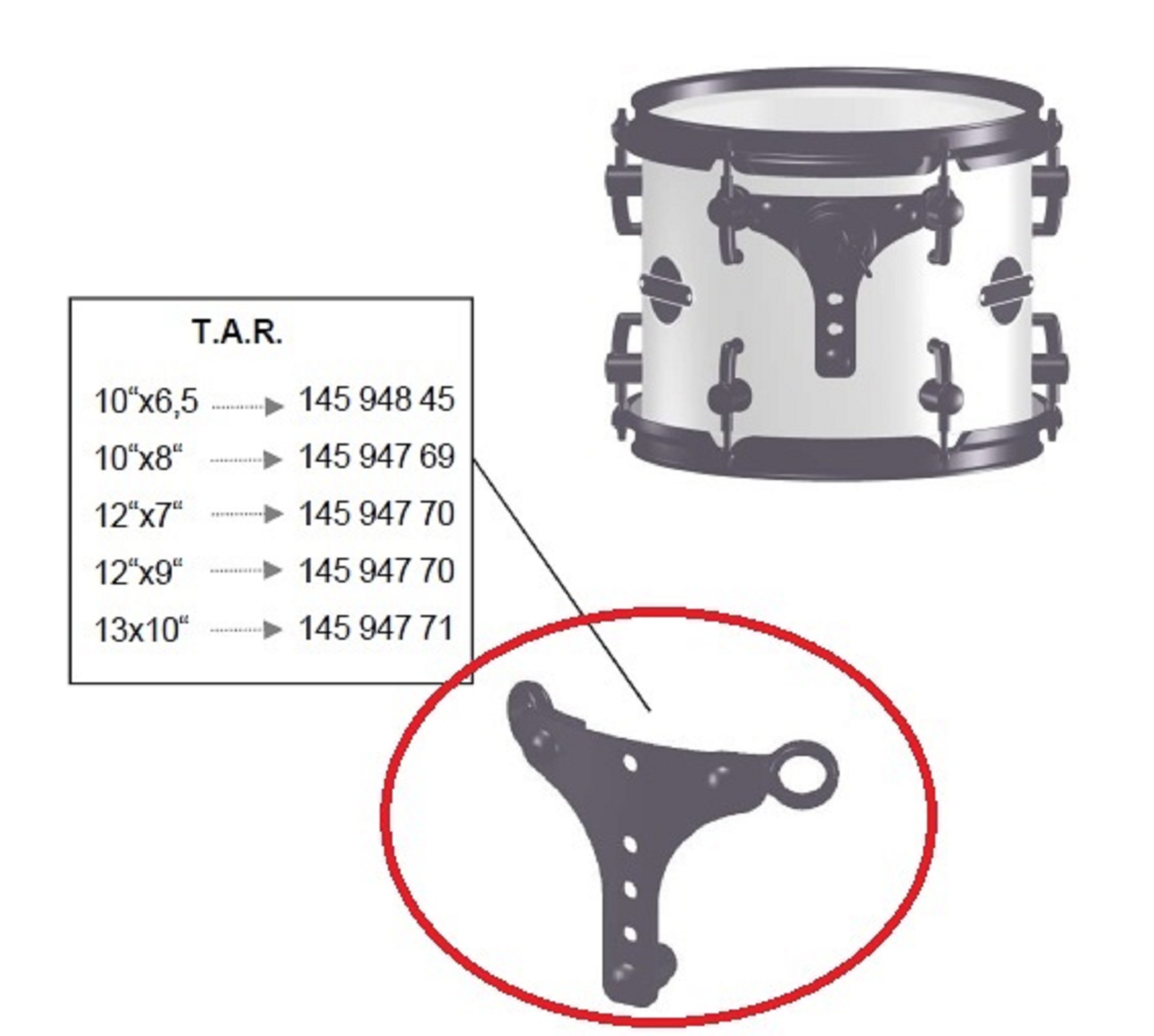 Sonor Parts TAR 13 black powder ohne Prismenklemme (ESF SEF)