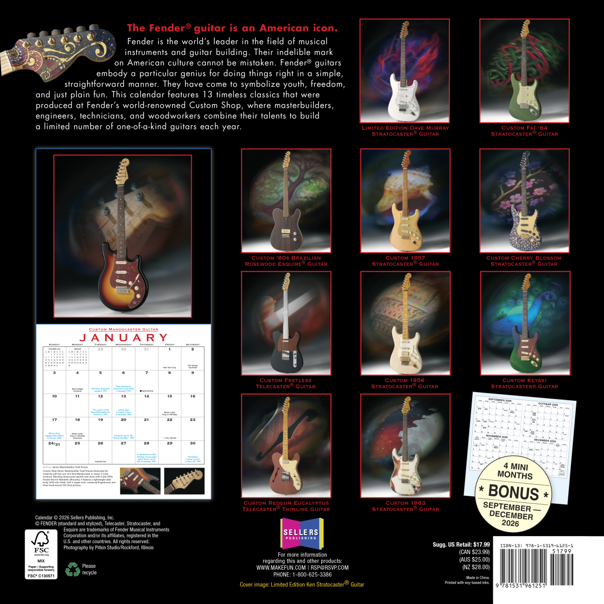FENDER 2027 CUSTOM SHOP CALENDAR