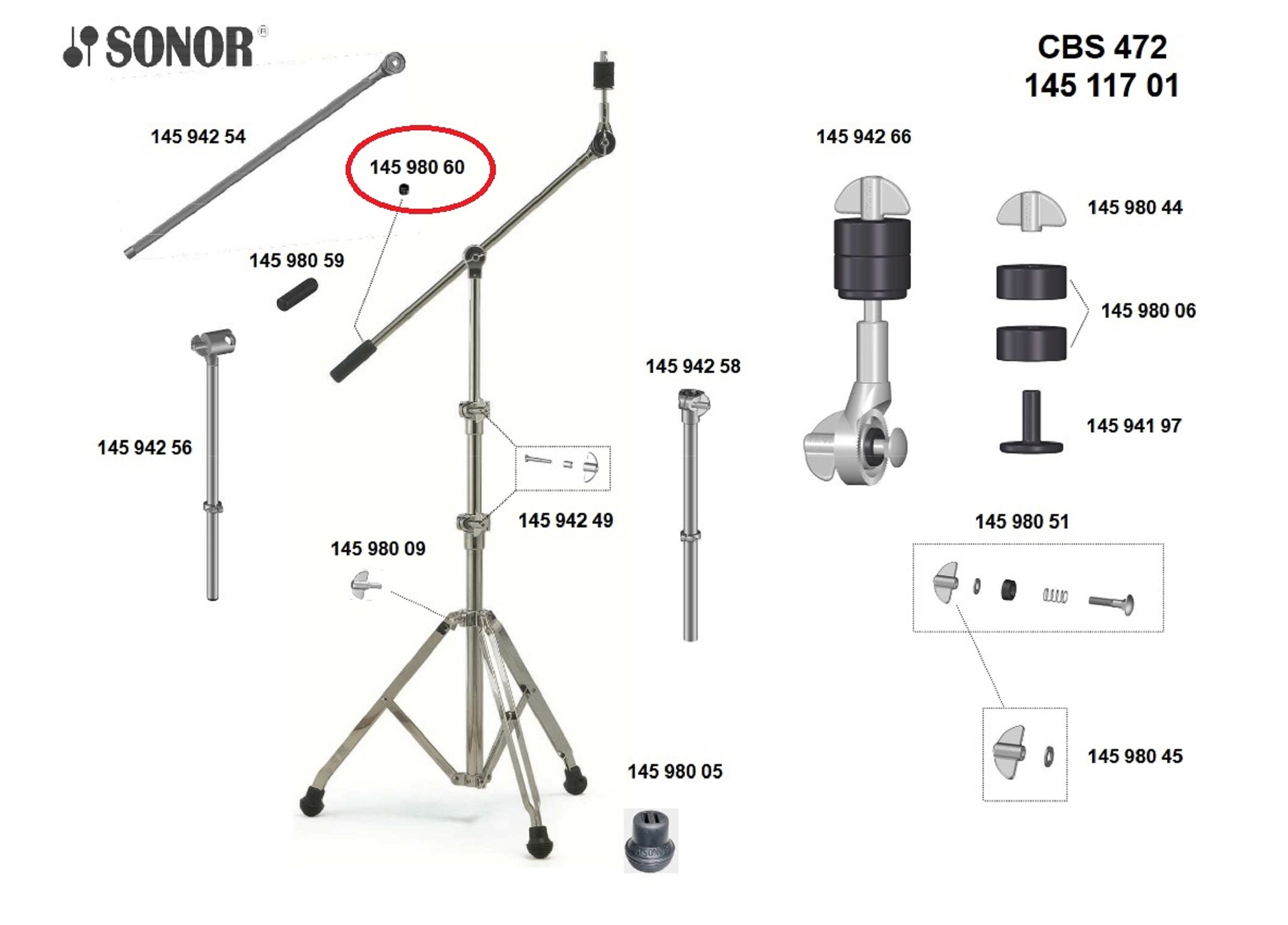 Sonor Parts Feststellschraube für Gegengewicht für CBS472/MBS442 VE3