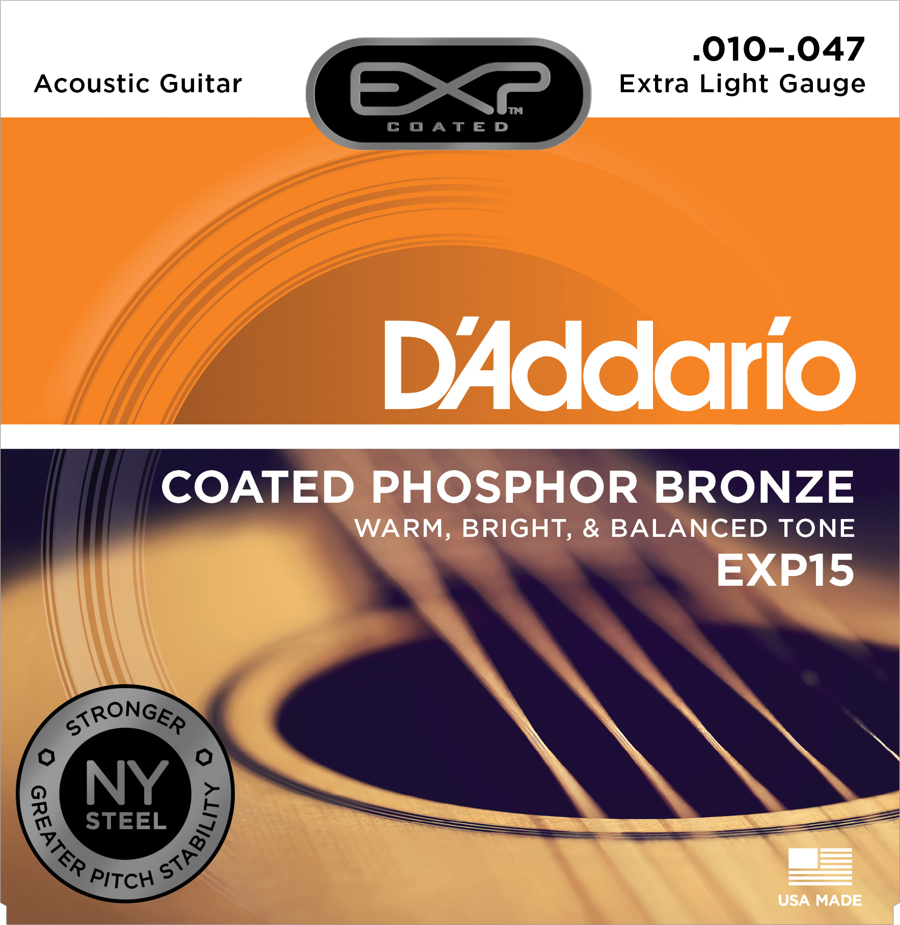 DAddario EXP15 Satz 010-047 Extra Light Coated Phosphor Bronze