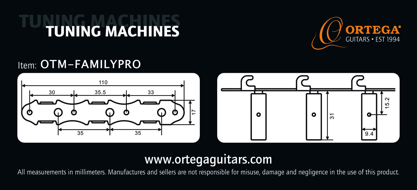 ORTEGA Family Series Pro Guitar Tuning Machines - Gold/White